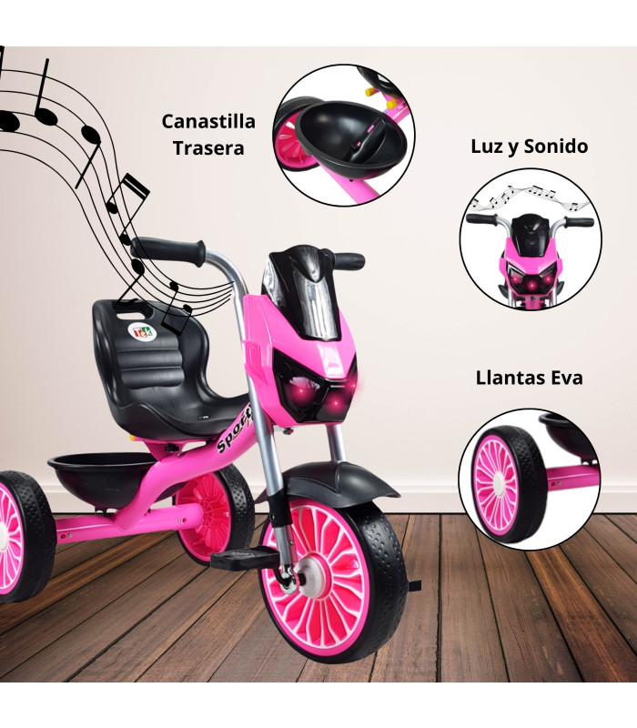 Foto 2 | Triciclo Mazinger con Luz y Sonido Rosa