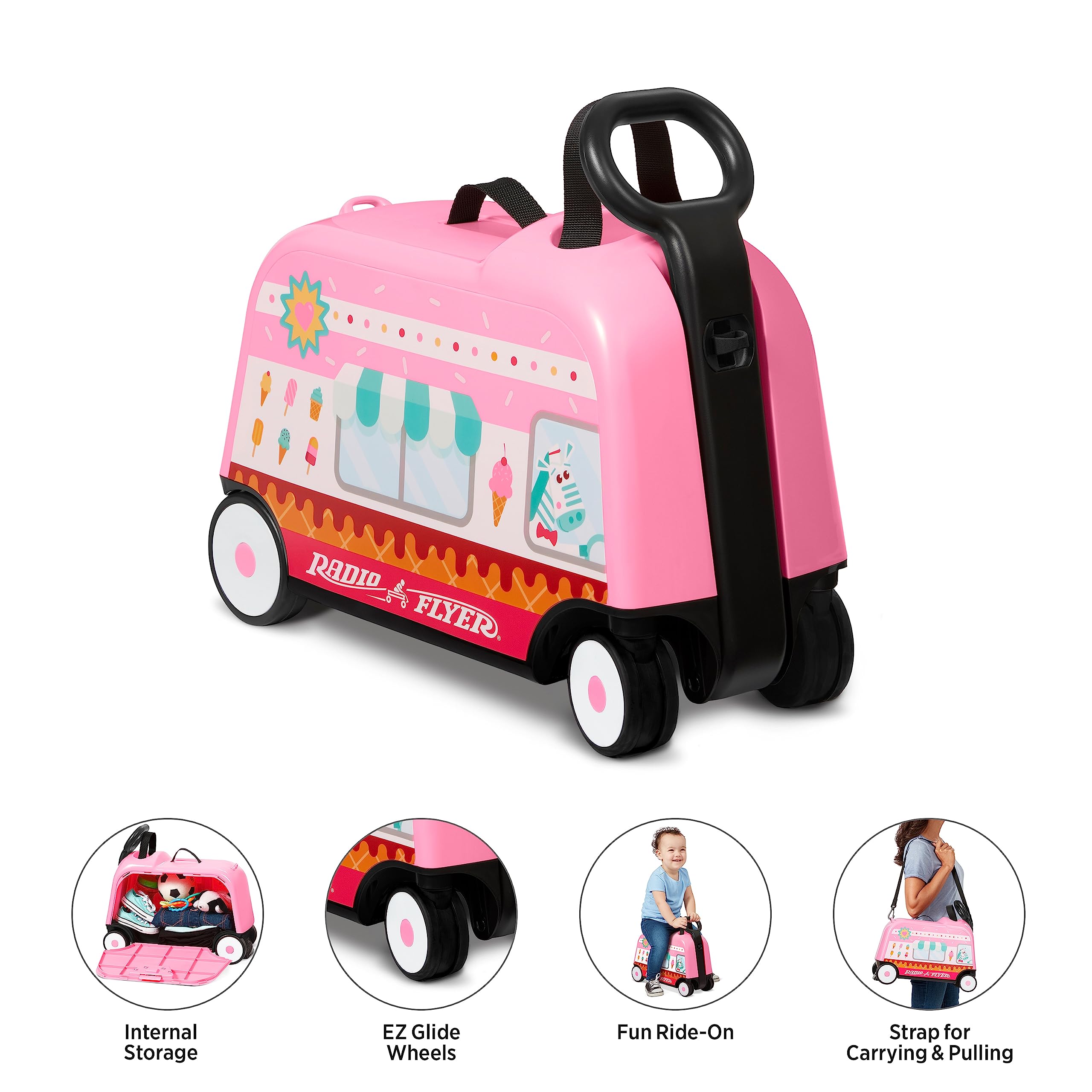 Foto 3 | Camión De Helados Happy Trav'ler Ride-on Toy Radio Flyer 3 En 1 - Venta Internacional.
