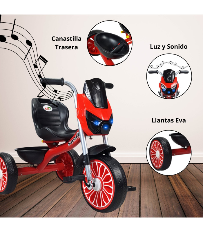 Foto 3 pulgar | Triciclo para Niños Rojo Diseño Mazinger con Luz y Sonido
