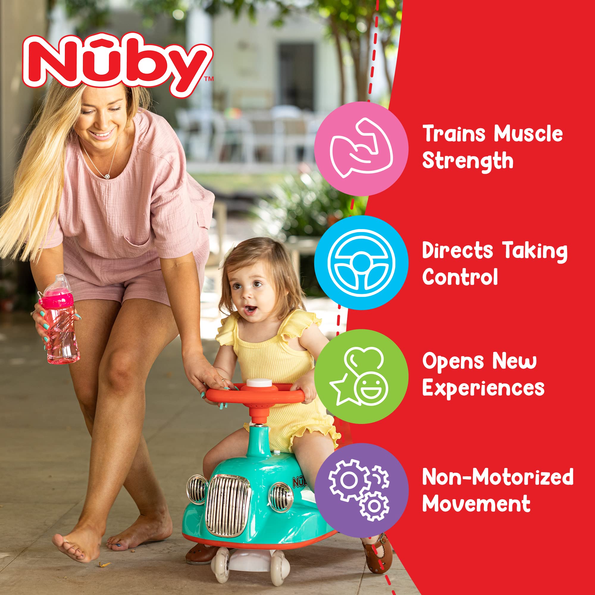 Foto 6 pulgar | Ride On Car Nuby Twist N Ride Classic Con Luces Para Niños Mayores De 3 Años - Venta Internacional.