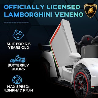 Foto 3 | Coche Eléctrico Aosom Lamborghini Veneno Para Niños De 3 A 6 Años Con Bluetooth - Venta Internacional.
