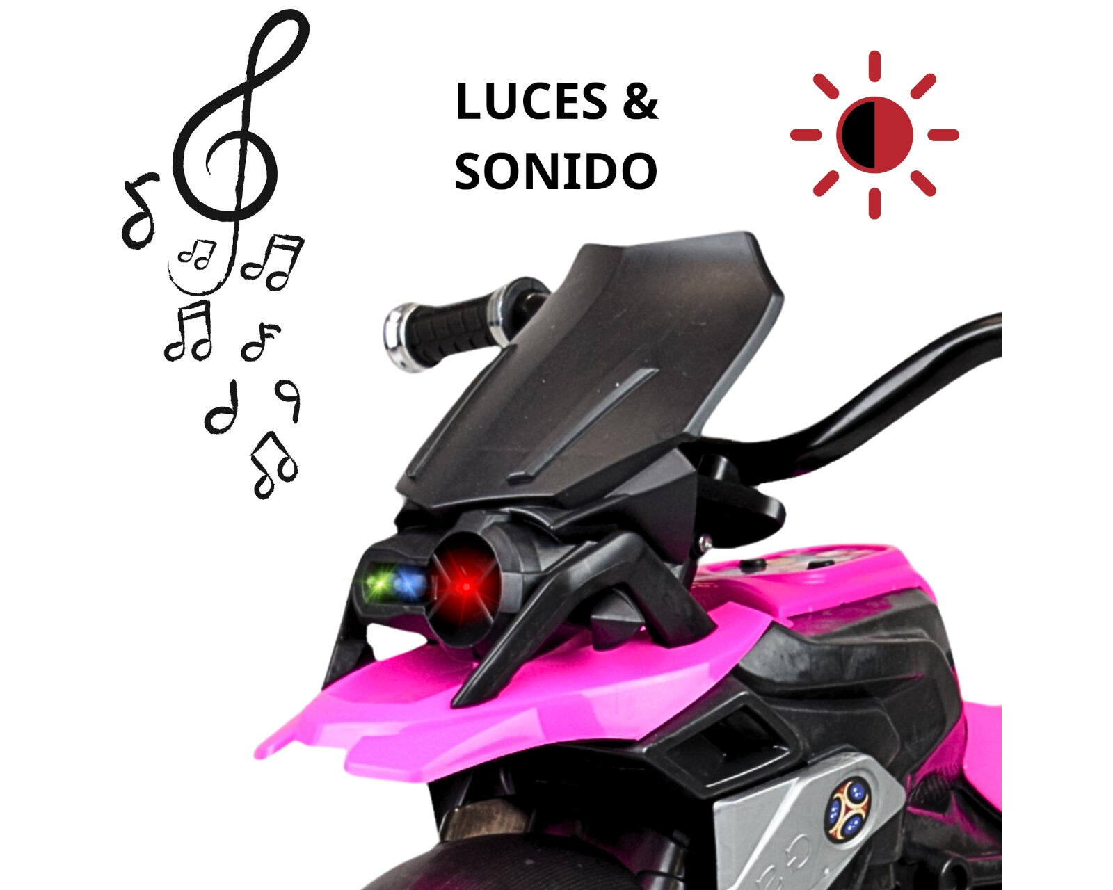 Foto 4 pulgar | Triciclo de Moto con Luz y Sonido Rosa
