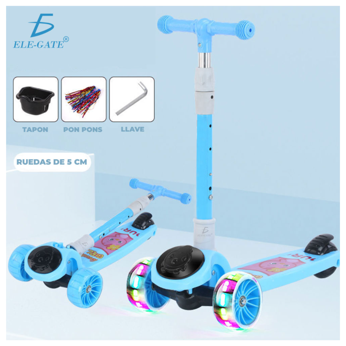 Foto 5 pulgar | Scooter Infantil Elegate Montable con Luces Led Rosa