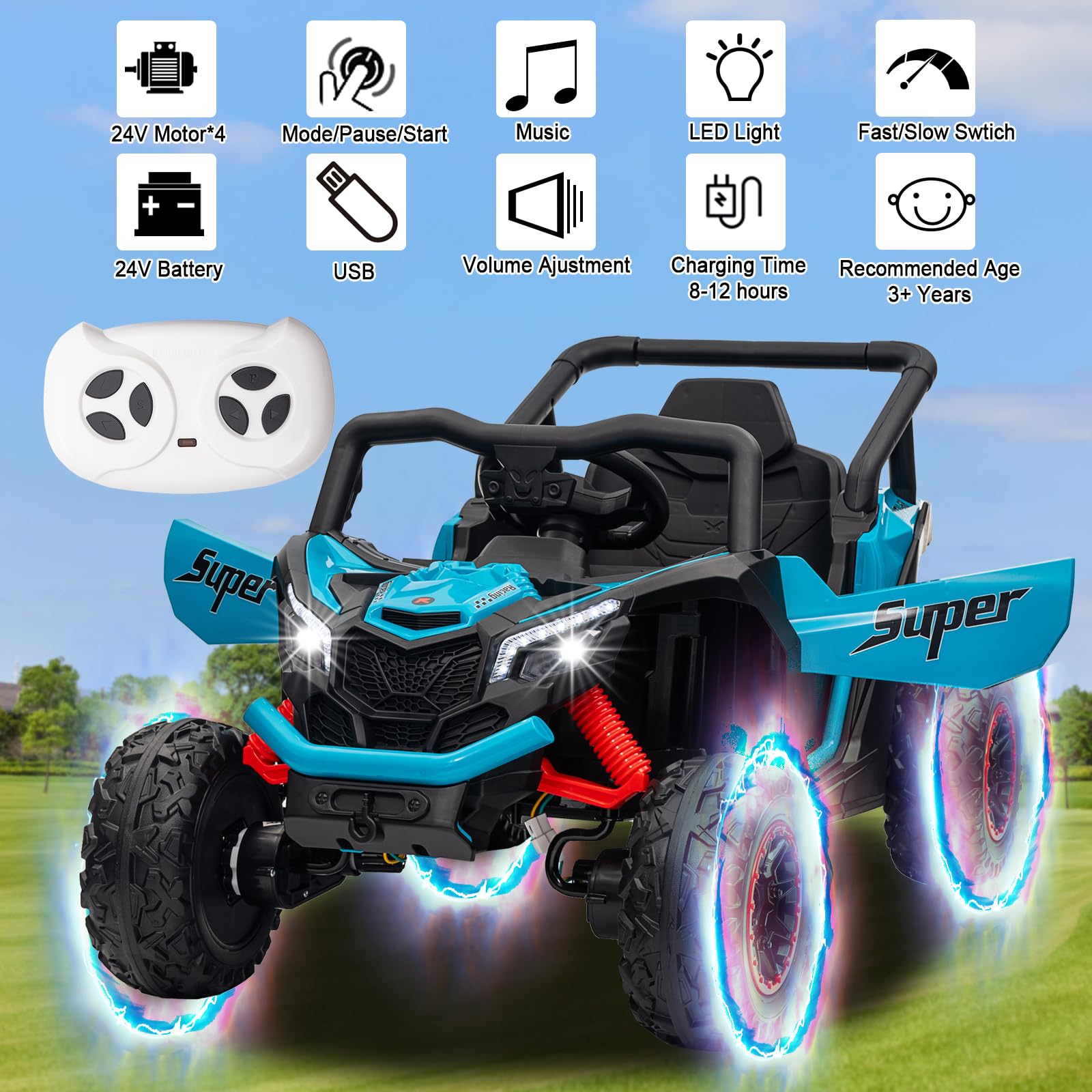 Foto 3 pulgar | Ride On Car Finito 4wd 24 V Para Niños Con Mando A Distancia, Color Azul - Venta Internacional.
