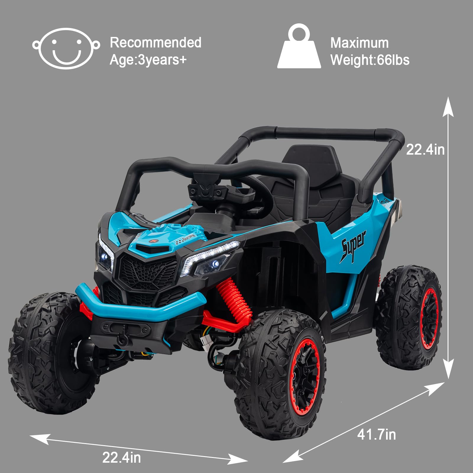 Foto 7 pulgar | Ride On Car Finito 4wd 24 V Para Niños Con Mando A Distancia, Color Azul - Venta Internacional.
