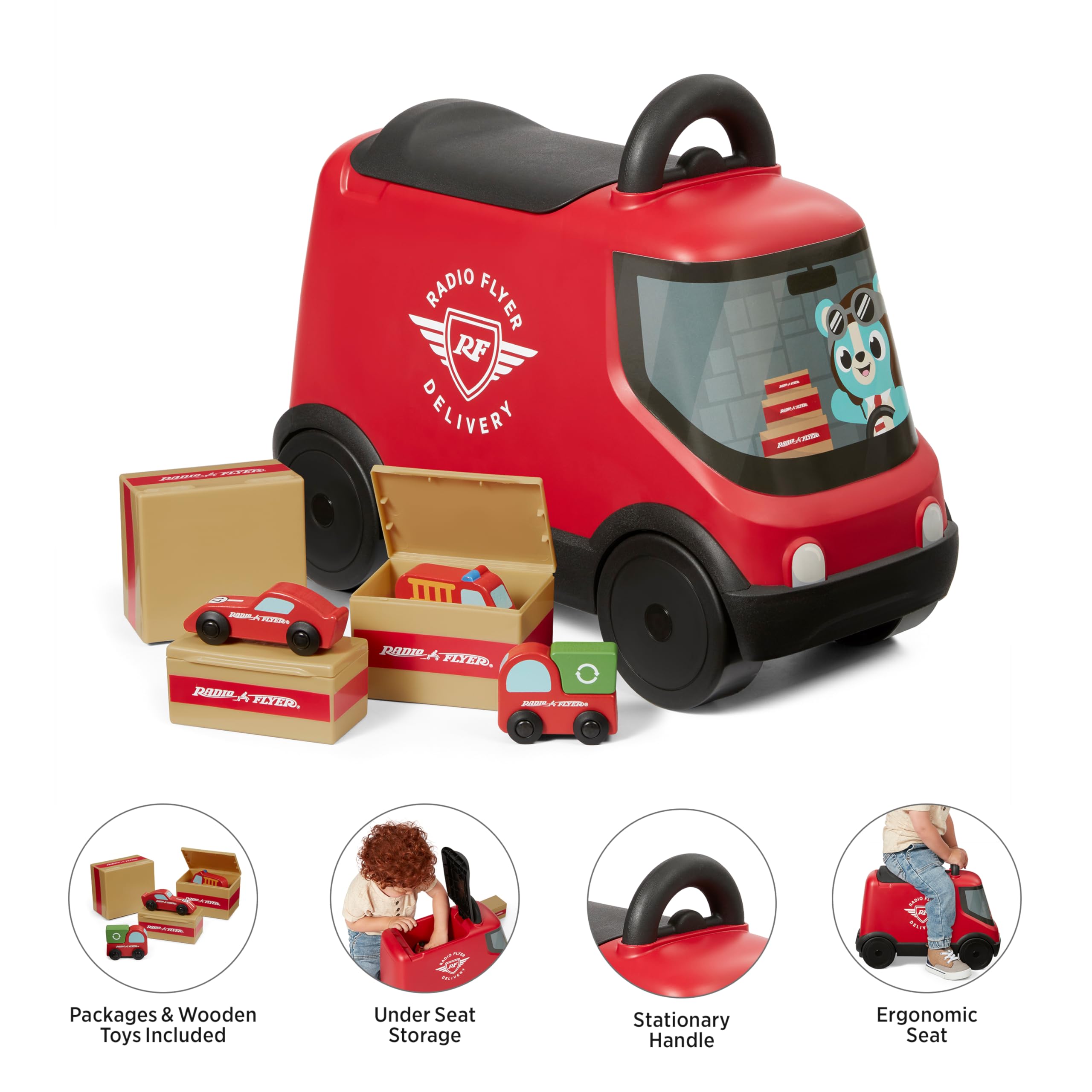 Foto 2 | Furgoneta De Reparto Ride On Toy Radio Flyer Para Niños De Más De 2 Años, Roja - Venta Internacional.