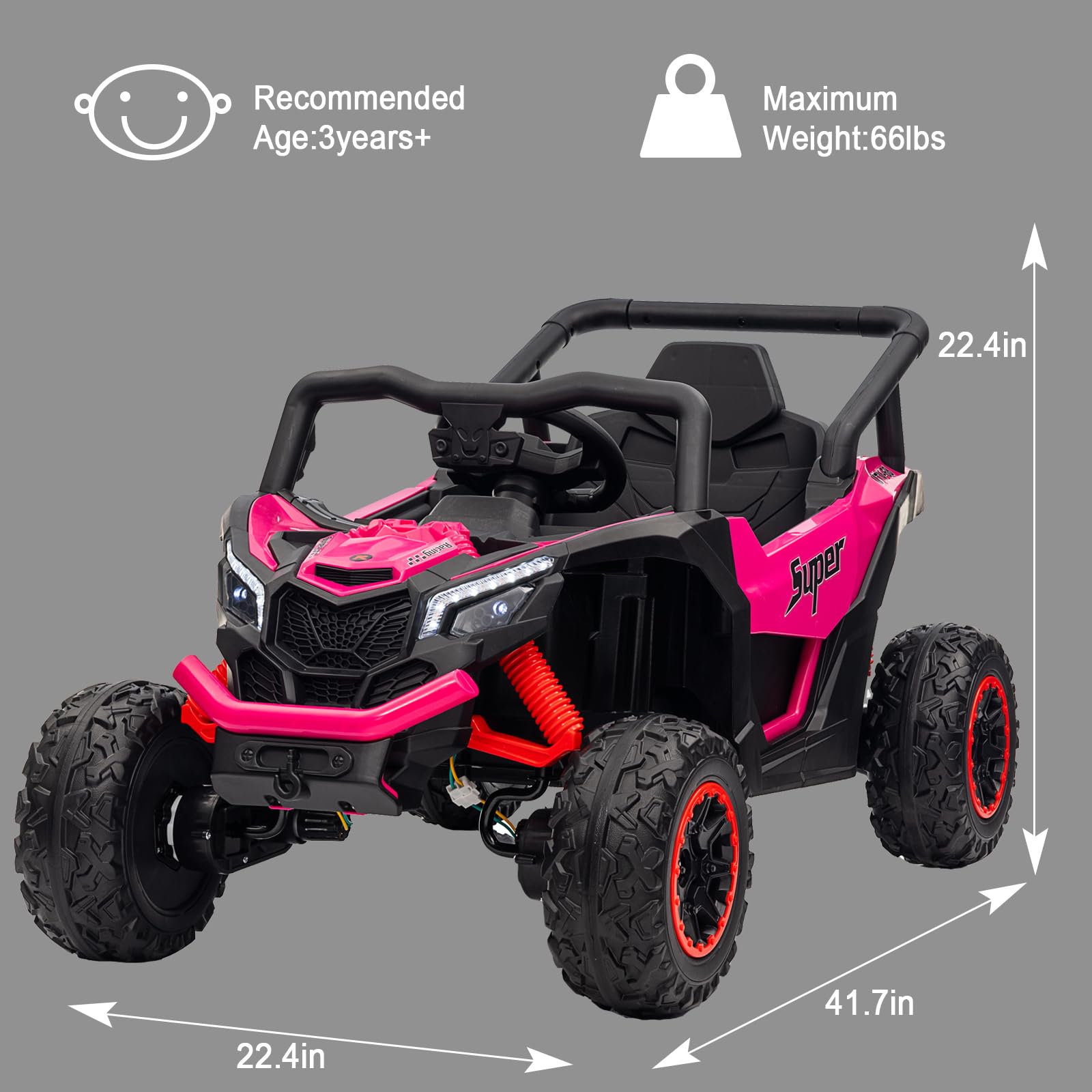 Foto 6 pulgar | Ride On Car Finito 4wd 24 V Para Niños Con Mando A Distancia, Color Rosa - Venta Internacional.