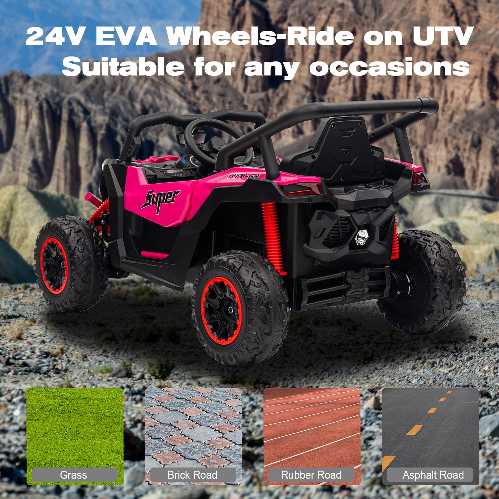 Foto 7 pulgar | Ride On Car Finito 4wd 24 V Para Niños Con Mando A Distancia, Color Rosa - Venta Internacional.