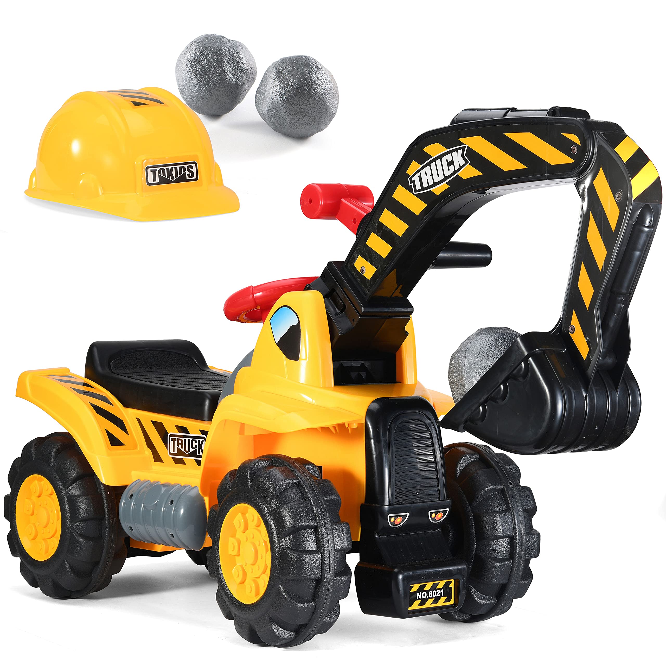 Tractores De Juguete Ride On Excavator Con Música Para Niños Con Casco - Venta Internacional.