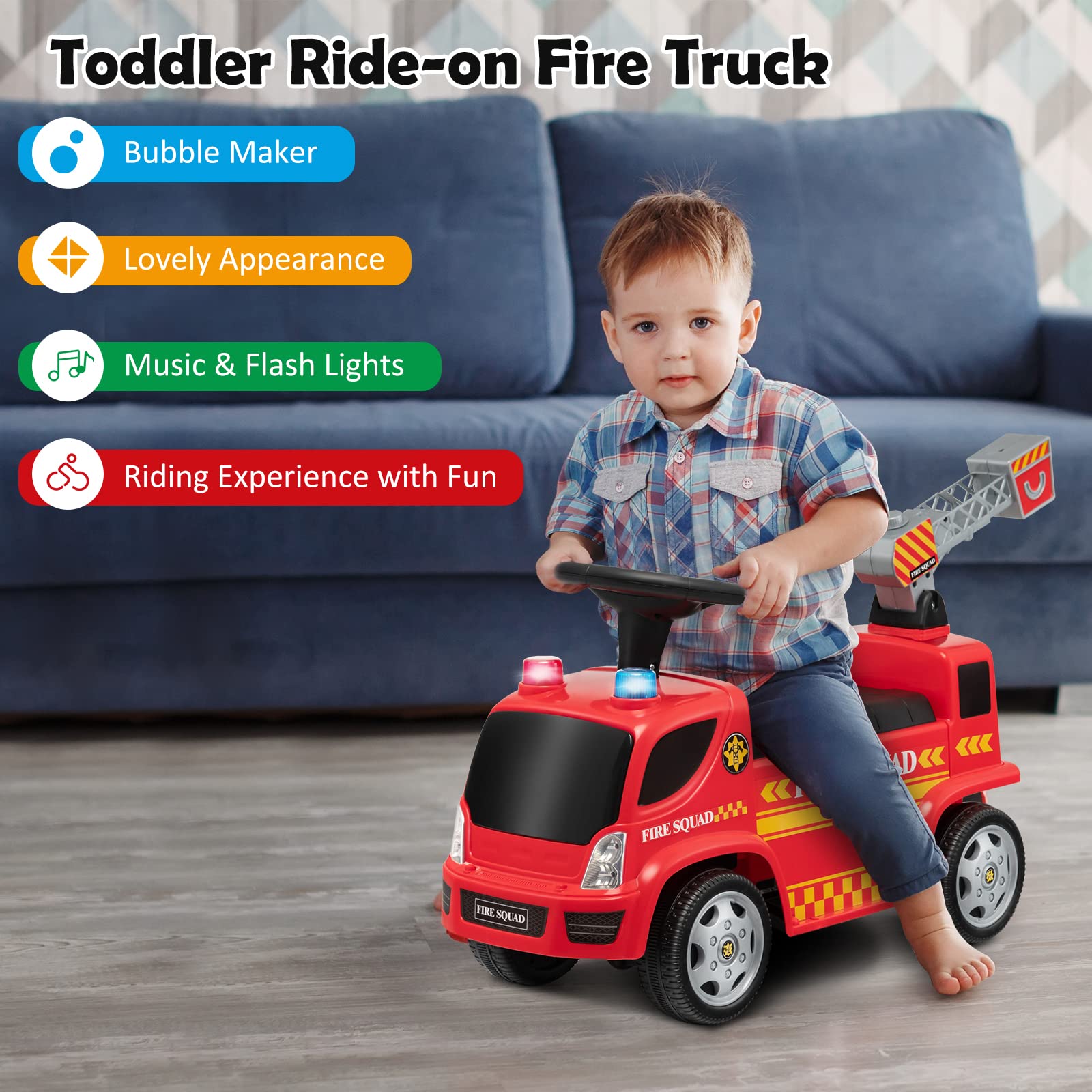 Foto 3 pulgar | Camión De Bomberos Costzon Kids Con Forma De Escalera Para Hacer Burbujas, 18-36 - Venta Internacional.