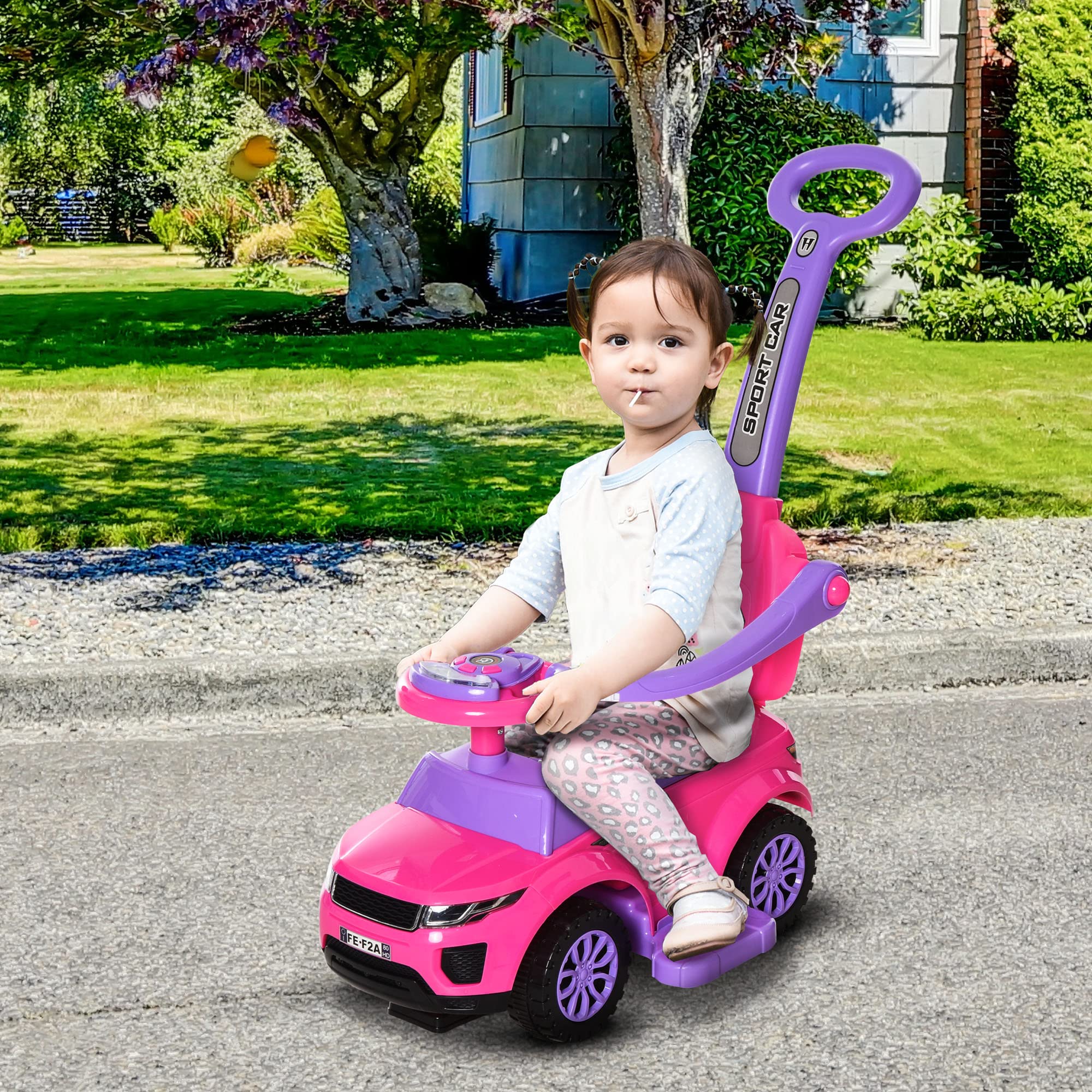 Foto 3 pulgar | Push Car Aosom 2 En 1 Para Niños Pequeños Con Música De Trompa De 1 A 3 Años - Venta Internacional.