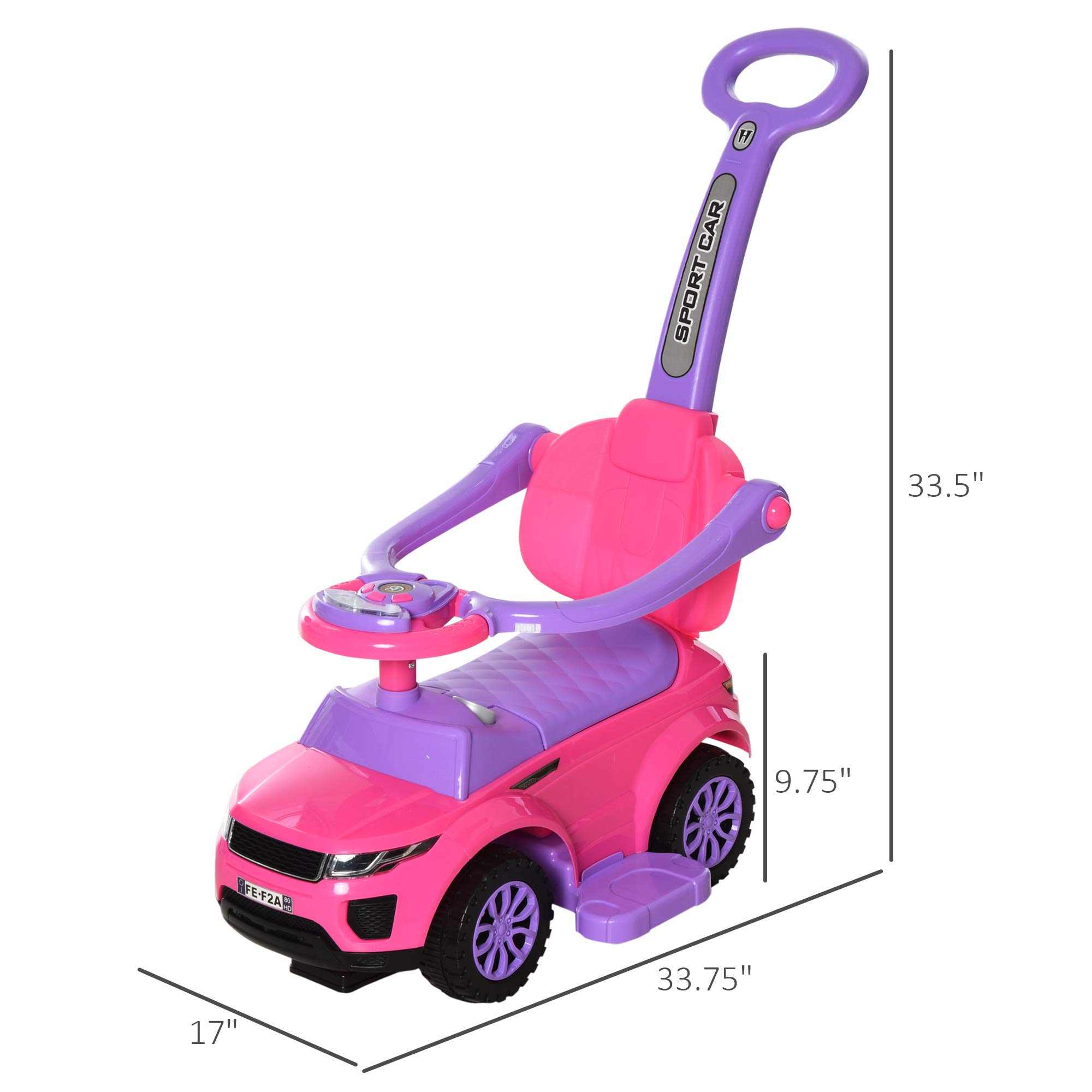 Foto 6 pulgar | Push Car Aosom 2 En 1 Para Niños Pequeños Con Música De Trompa De 1 A 3 Años - Venta Internacional.