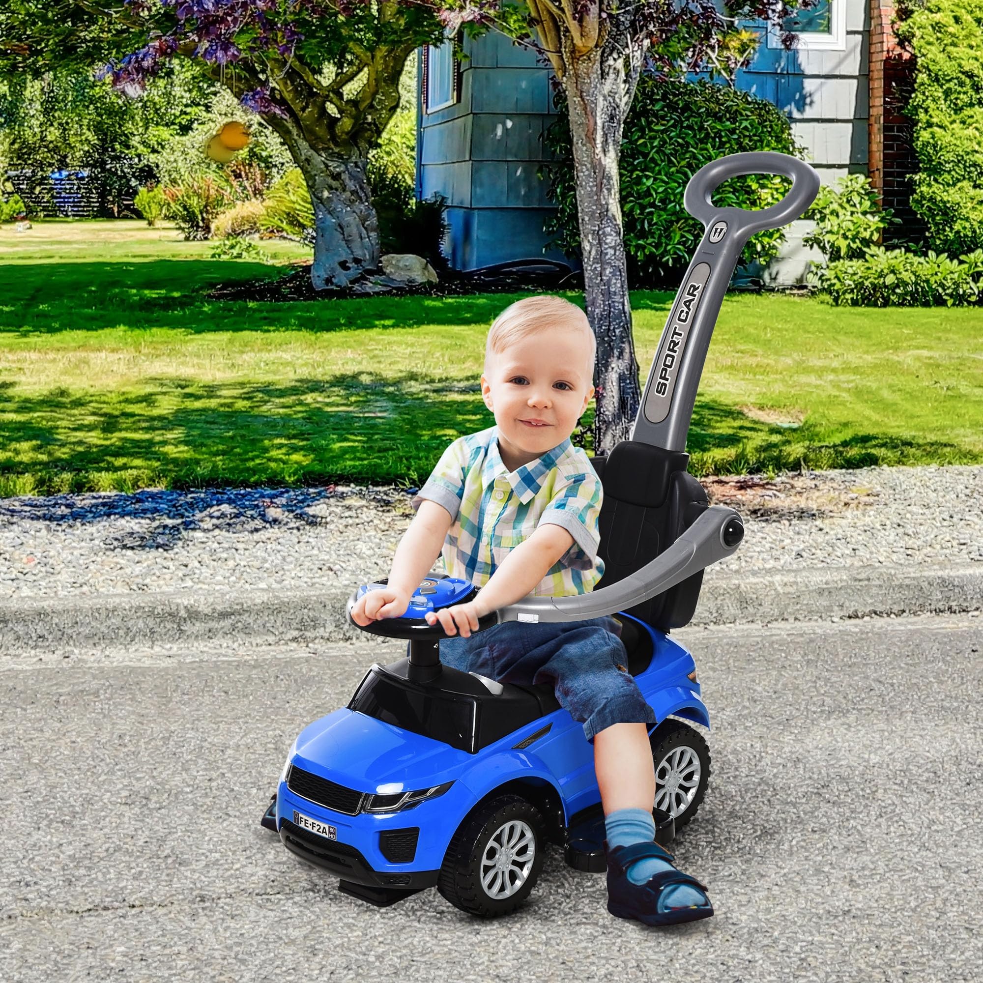 Foto 3 pulgar | Push Car Aosom 2 En 1 Para Niños Pequeños Con Música De Trompa De 1 A 3 Años - Venta Internacional.