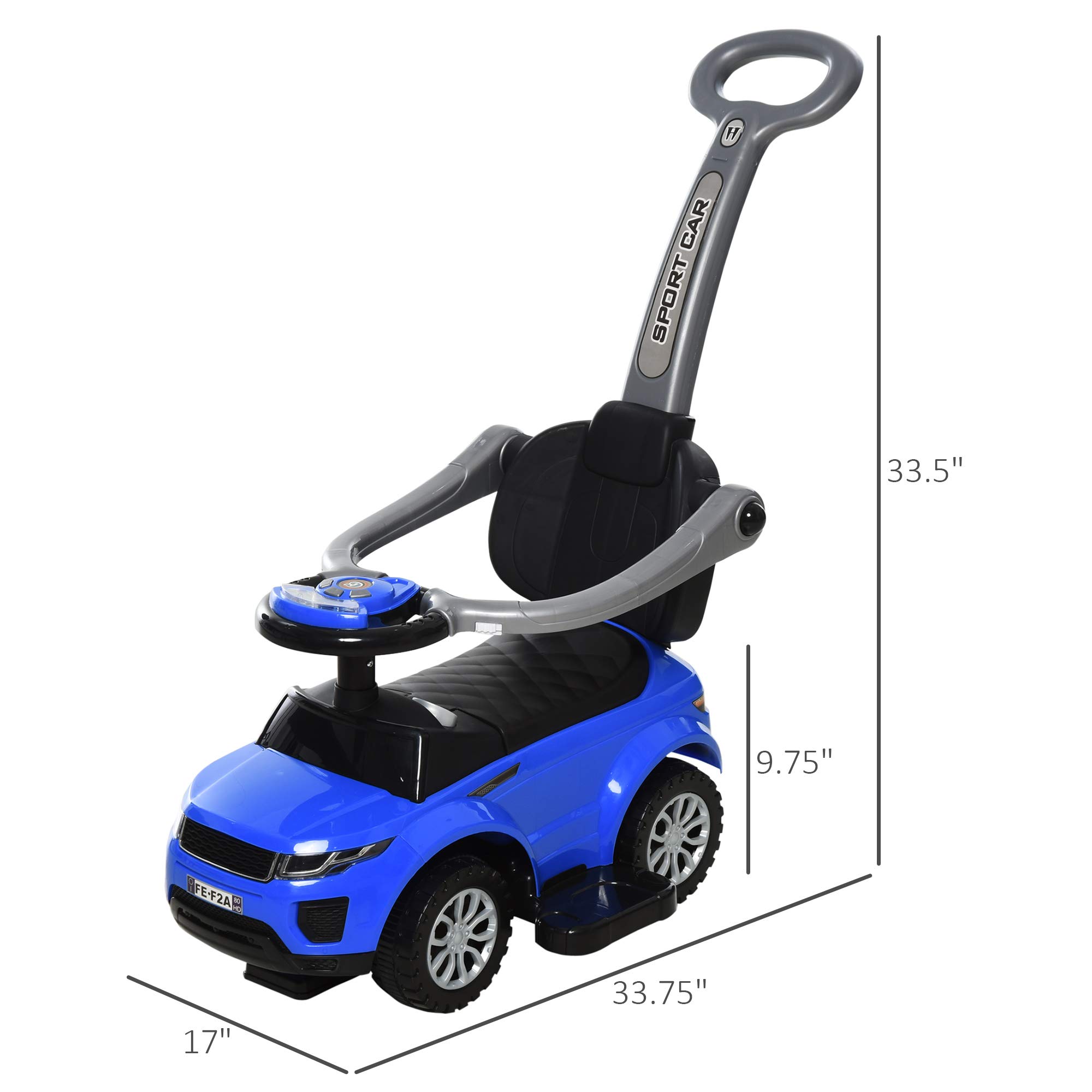 Foto 6 pulgar | Push Car Aosom 2 En 1 Para Niños Pequeños Con Música De Trompa De 1 A 3 Años - Venta Internacional.