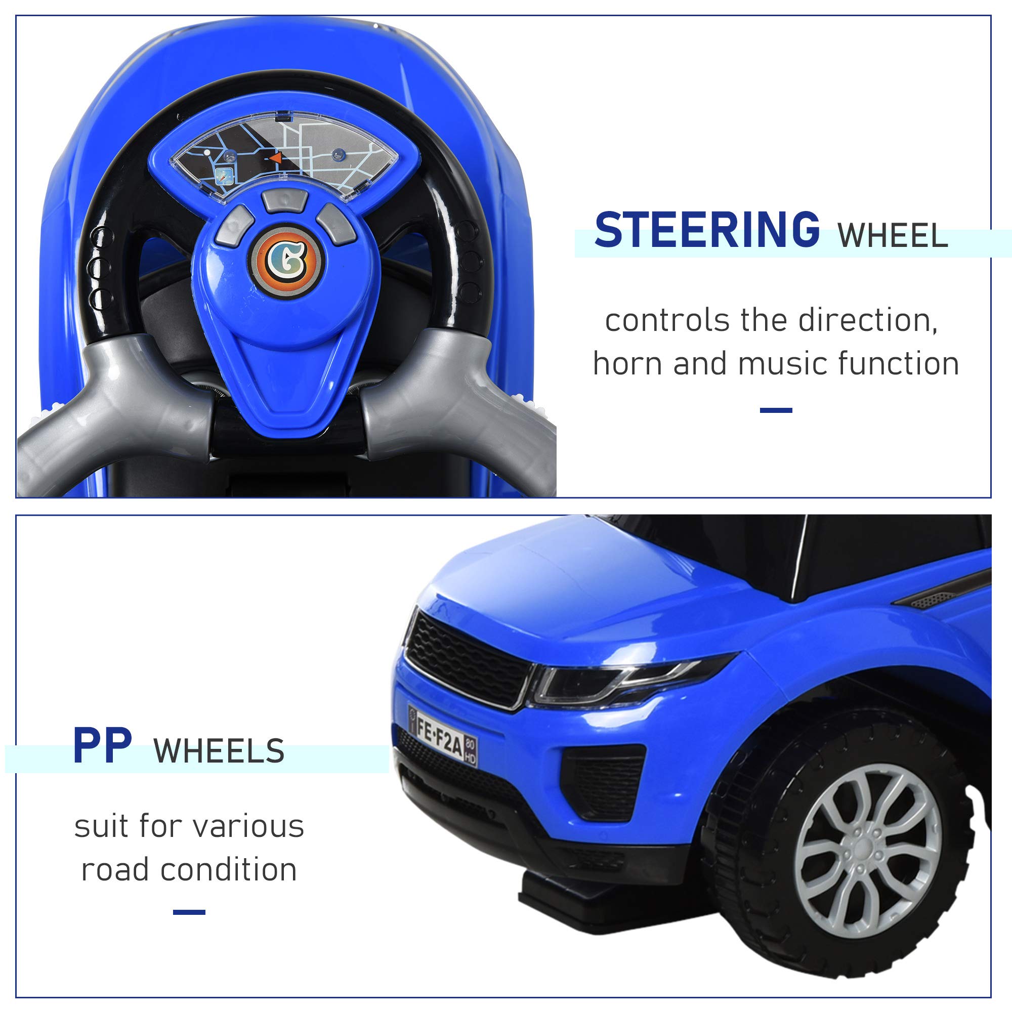 Foto 8 pulgar | Push Car Aosom 2 En 1 Para Niños Pequeños Con Música De Trompa De 1 A 3 Años - Venta Internacional.