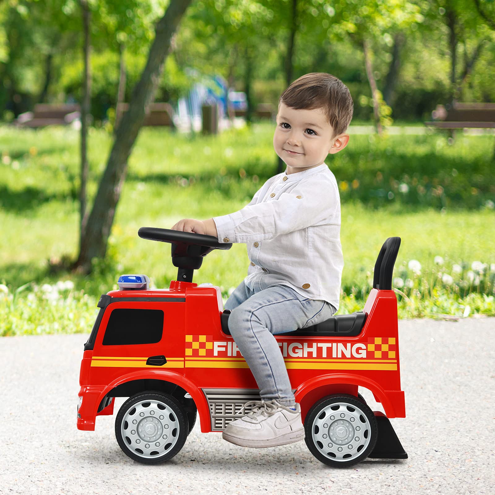 Foto 7 | Camión De Bomberos Mercedes Benz Con Licencia Ride On Push Car Costzon - Venta Internacional.