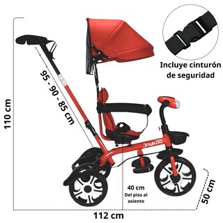 Foto 6 | Triciclo Evolutivo Asiento Giratorio 360 Luz Sonido Rojo