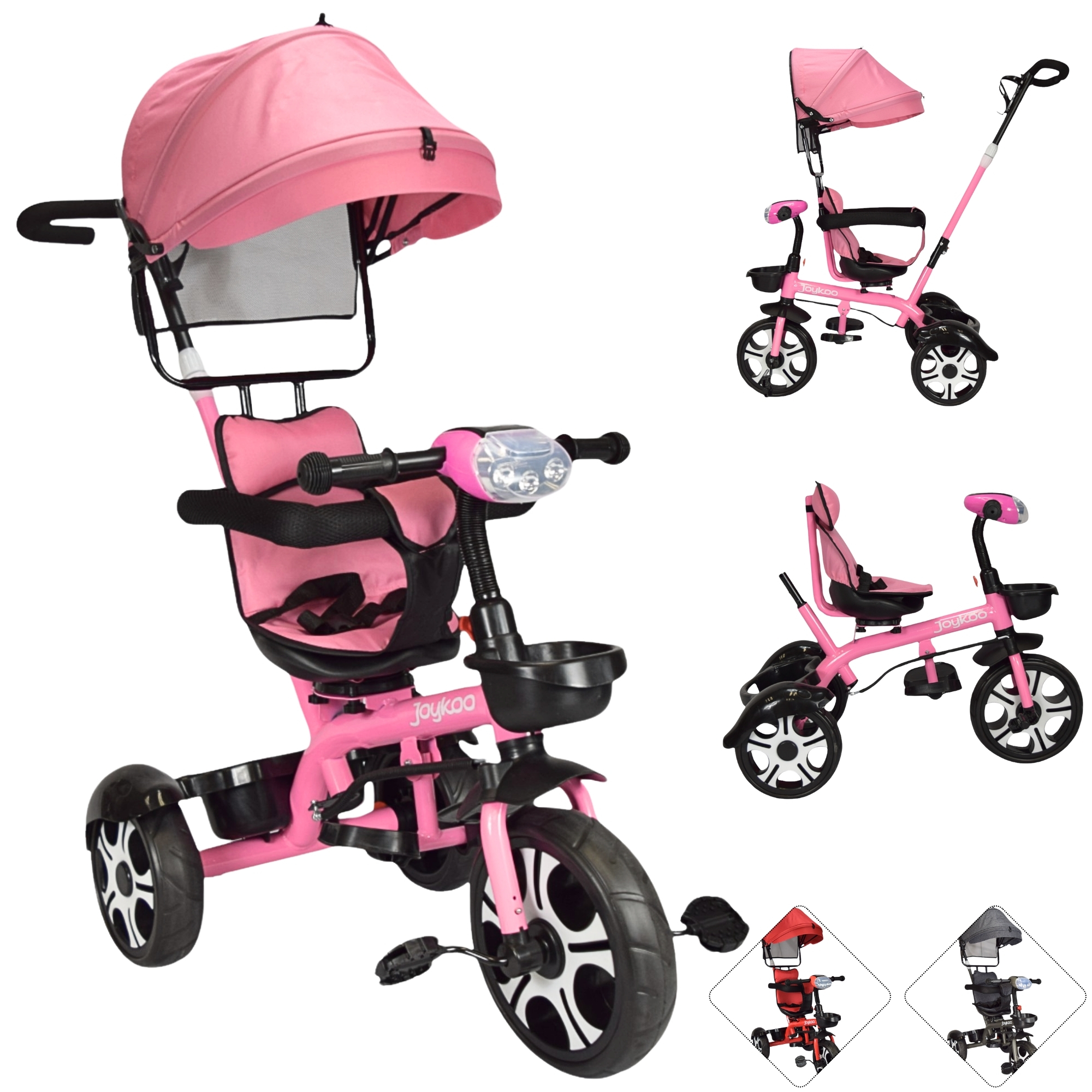 Triciclo Evolutivo Asiento Giratorio 360 Luz Sonido Rosa