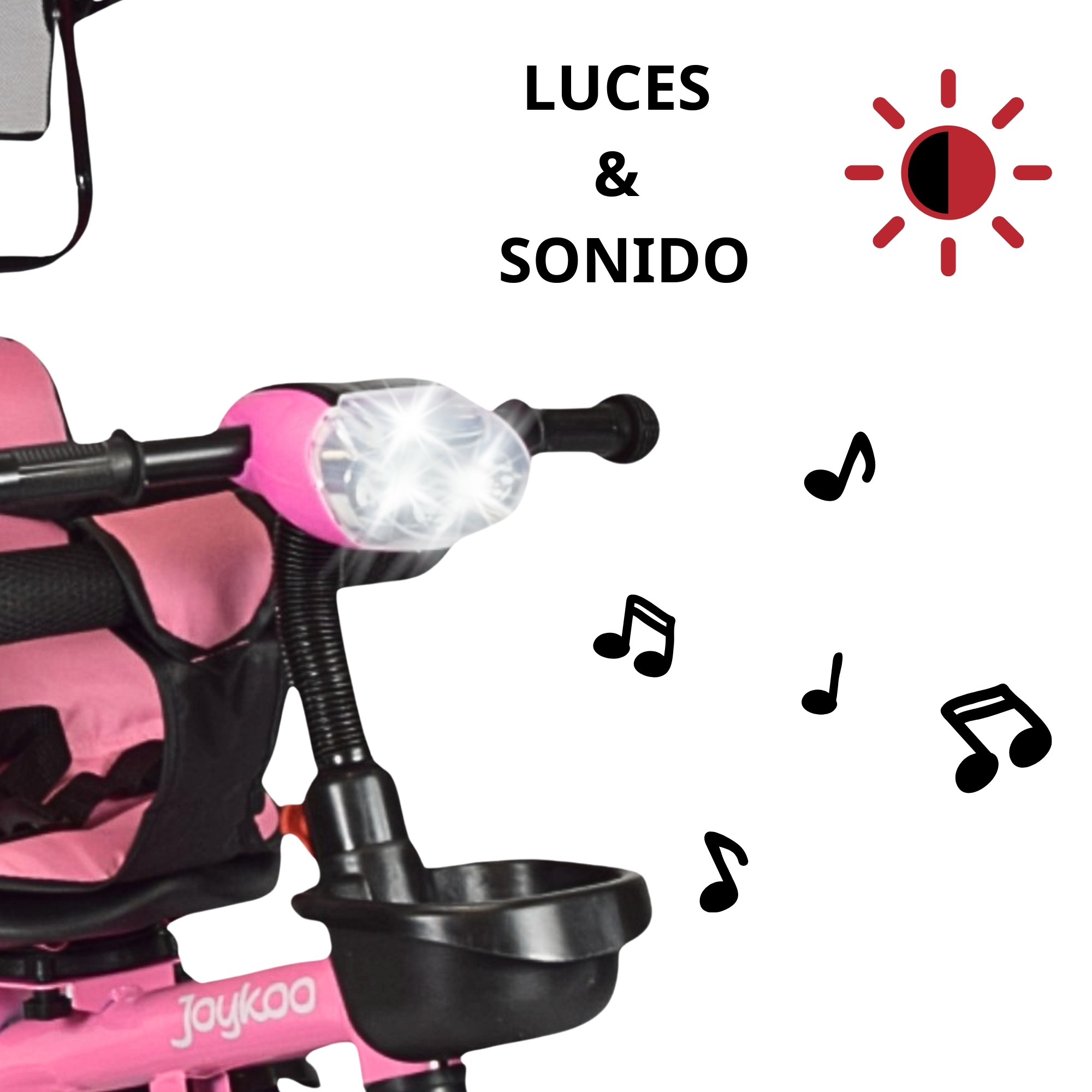 Foto 3 pulgar | Triciclo Evolutivo Asiento Giratorio 360 Luz Sonido Rosa