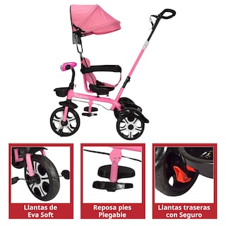 Foto 4 | Triciclo Evolutivo Asiento Giratorio 360 Luz Sonido Rosa