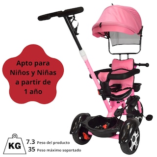 Foto 5 | Triciclo Evolutivo Asiento Giratorio 360 Luz Sonido Rosa