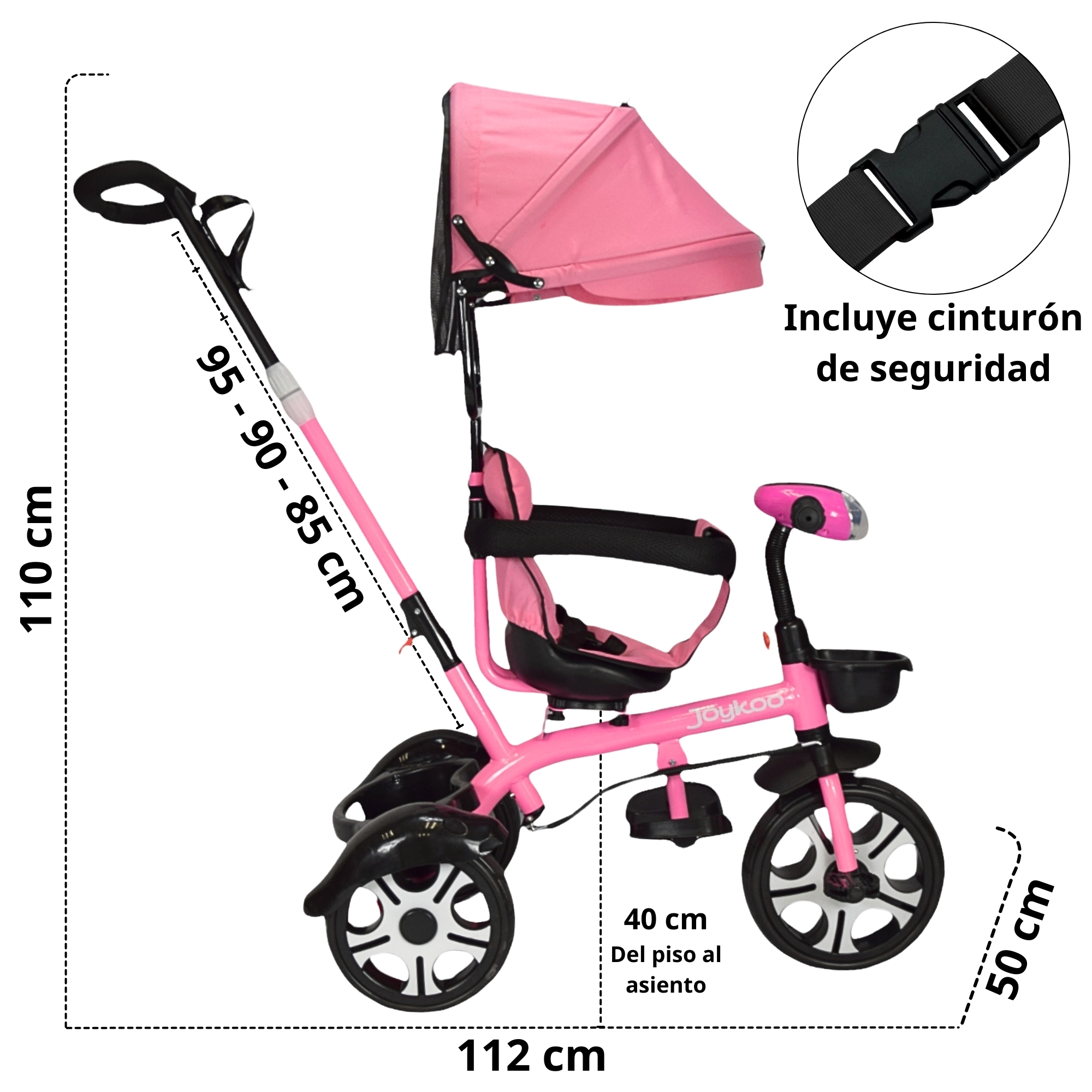 Foto 7 pulgar | Triciclo Evolutivo Asiento Giratorio 360 Luz Sonido Rosa