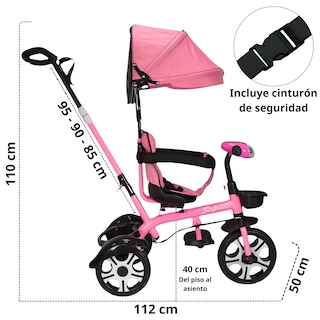 Foto 6 | Triciclo Evolutivo Asiento Giratorio 360 Luz Sonido Rosa