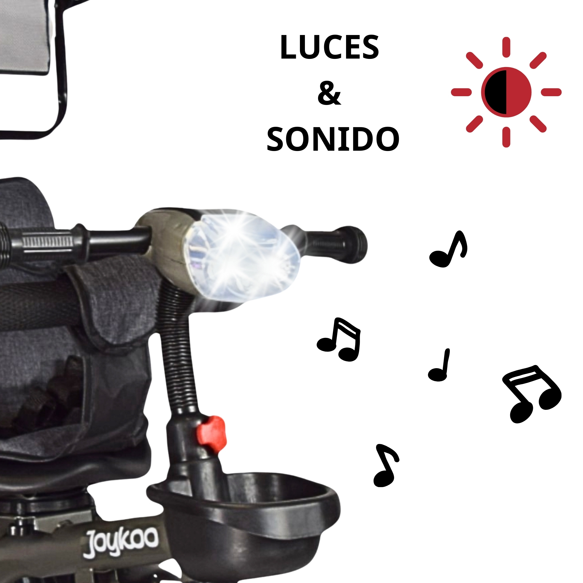 Foto 3 pulgar | Triciclo Evolutivo Asiento Giratorio 360 Luz Sonido Gris