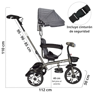 Foto 6 | Triciclo Evolutivo Asiento Giratorio 360 Luz Sonido Gris