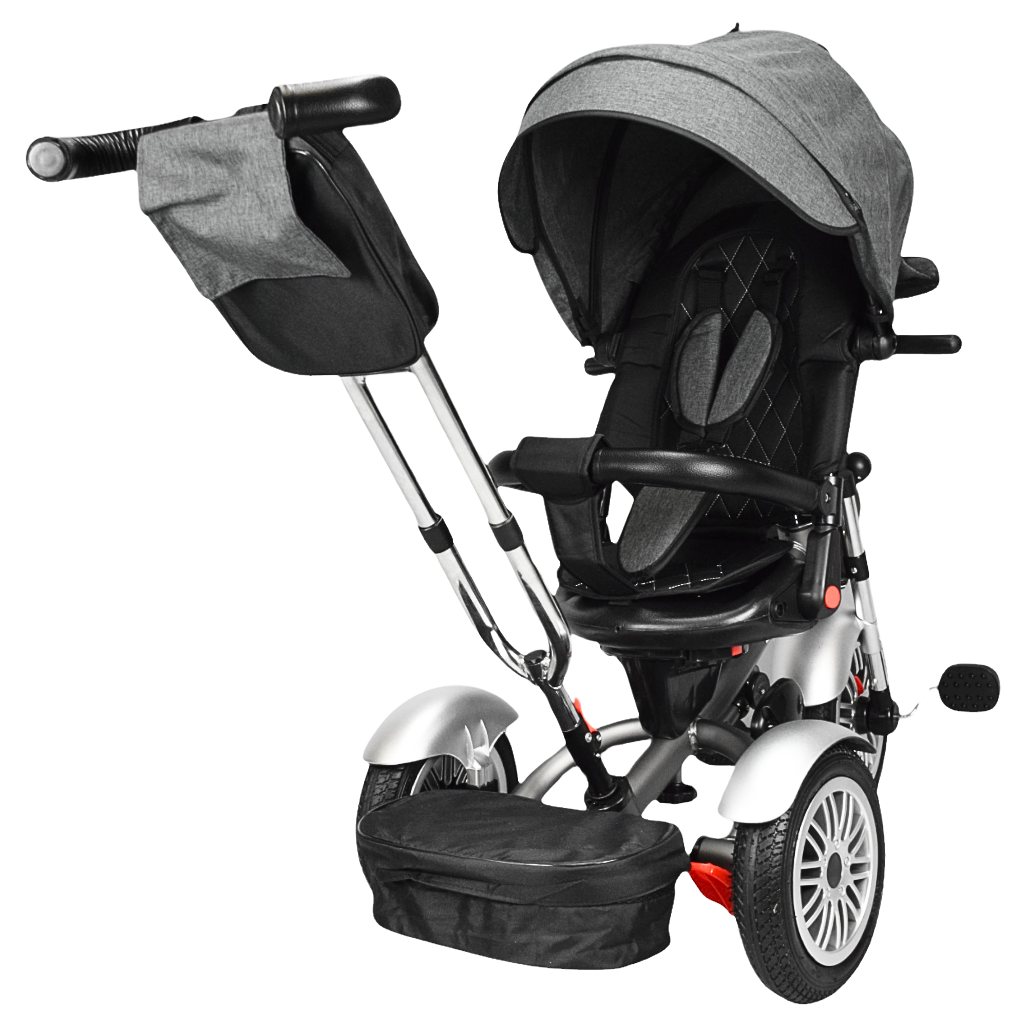 Foto 9 pulgar | Triciclo para Niños Asiento Reclinable Giratorio 360 Sonido Llanta Goma - Gris