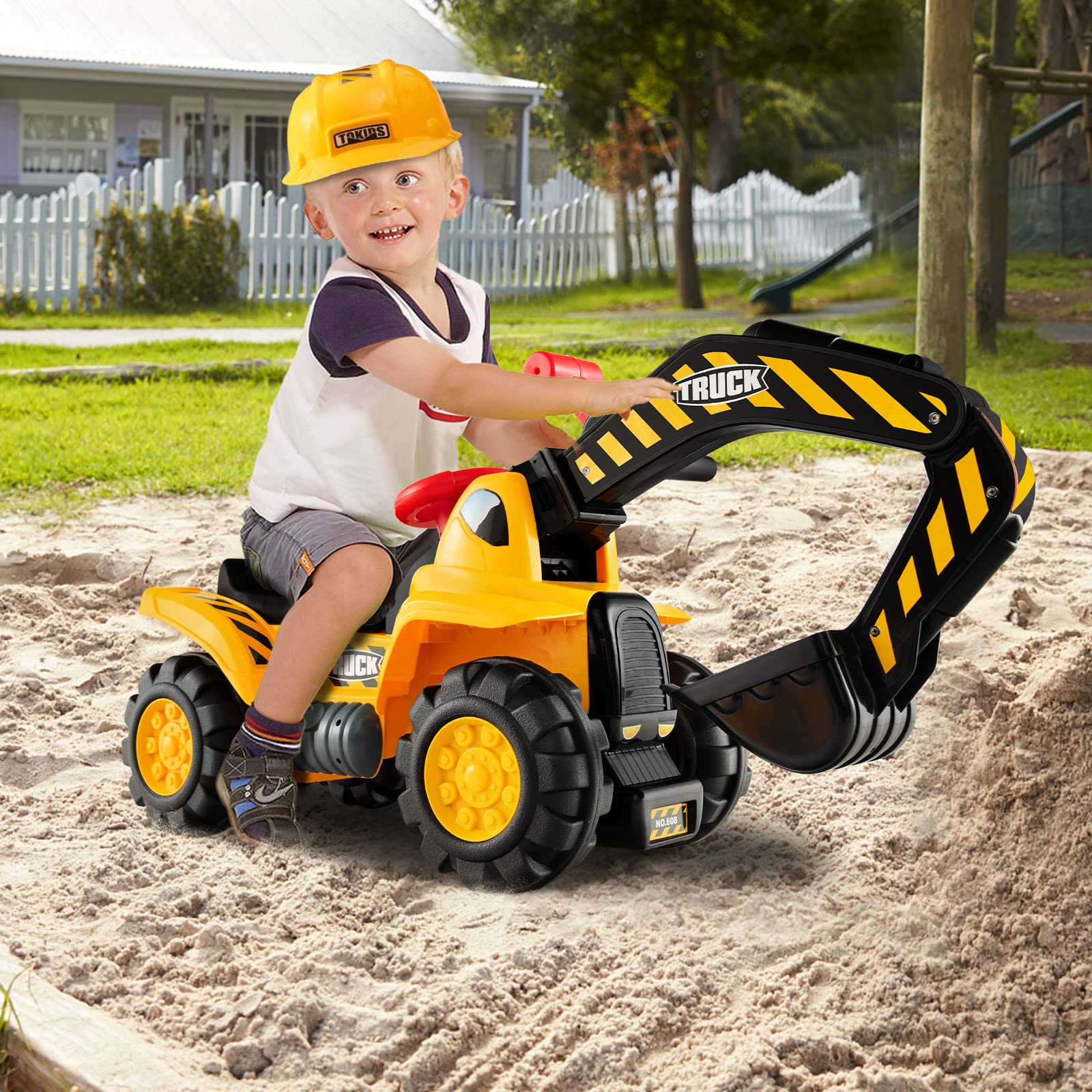 Foto 3 pulgar | Excavadora Ride On Construction Costzon Para Niños Con Casco Desde Hace Más De 3 Años - Venta Internacional.