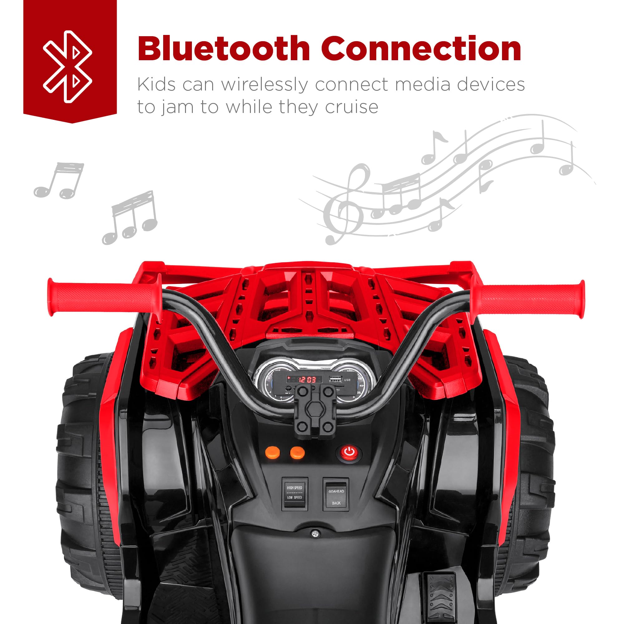 Foto 4 | Atv Eléctrico Best Choice 12 V con Bluetooth Rojo para Niños - Venta Internacional