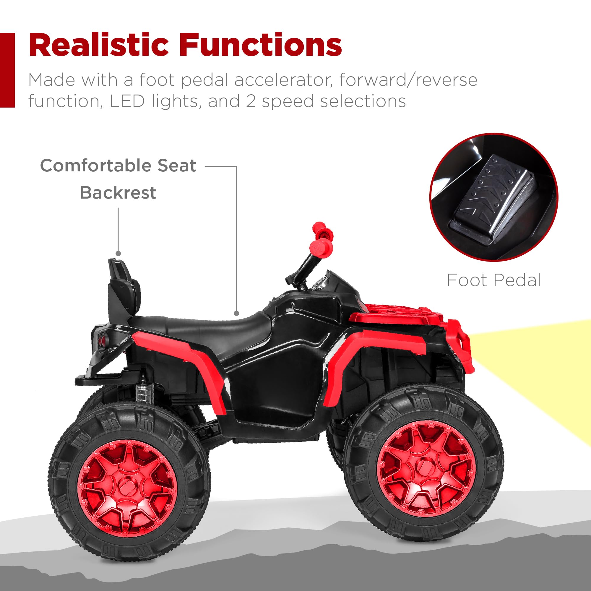 Foto 6 pulgar | Atv Eléctrico Best Choice 12 V con Bluetooth Rojo para Niños - Venta Internacional