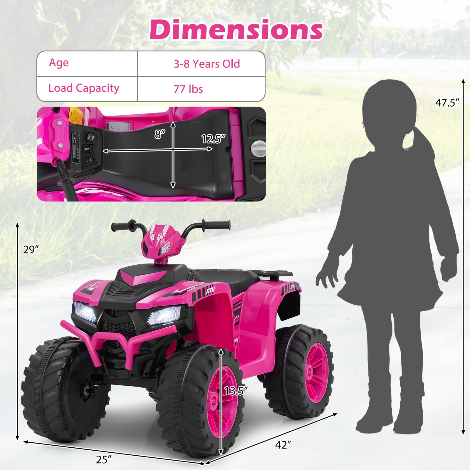 Foto 6 pulgar | Atv Eléctrico Costzon Para Niños De 3 A 8 Años, 24 V Con Música Y Luces - Venta Internacional.