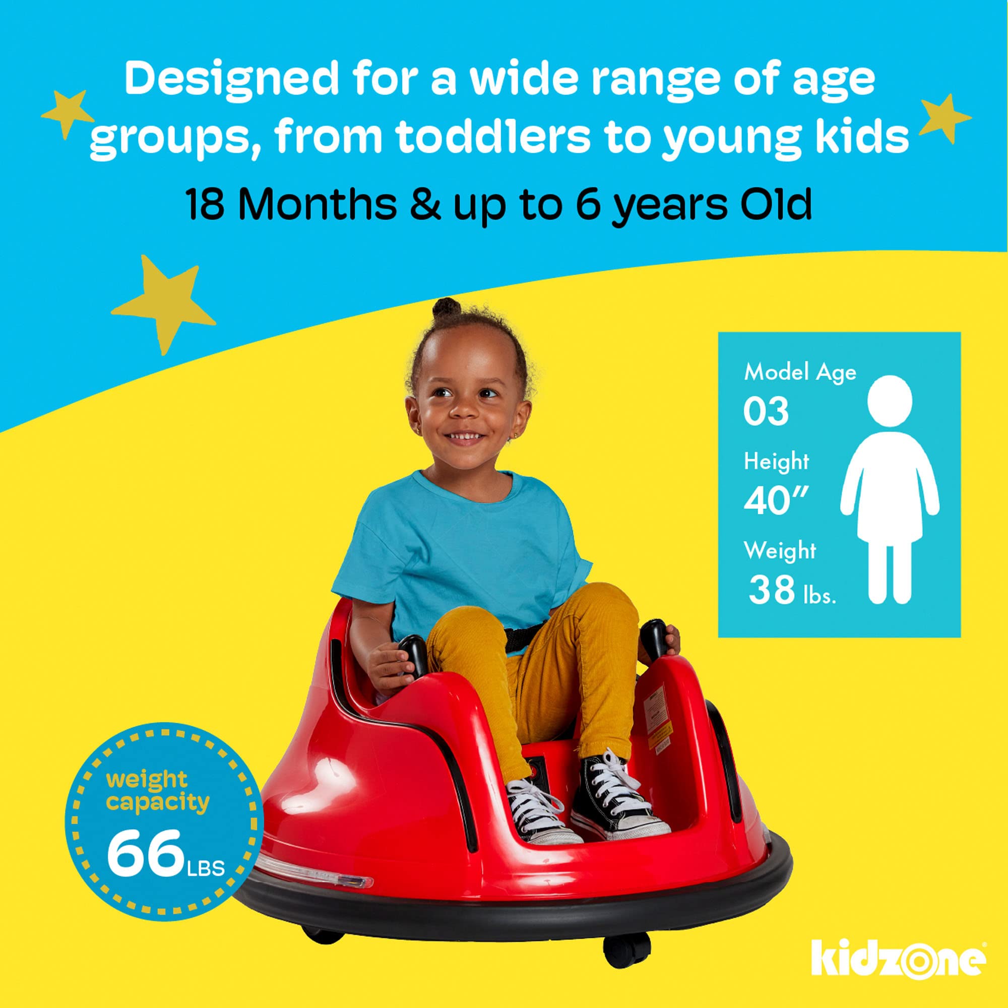 Foto 5 | Coche Eléctrico Ride On Bumper Kidzone de 12 V Y 2 Velocidades para Niños de 1,5 A 6 - Venta Internacional