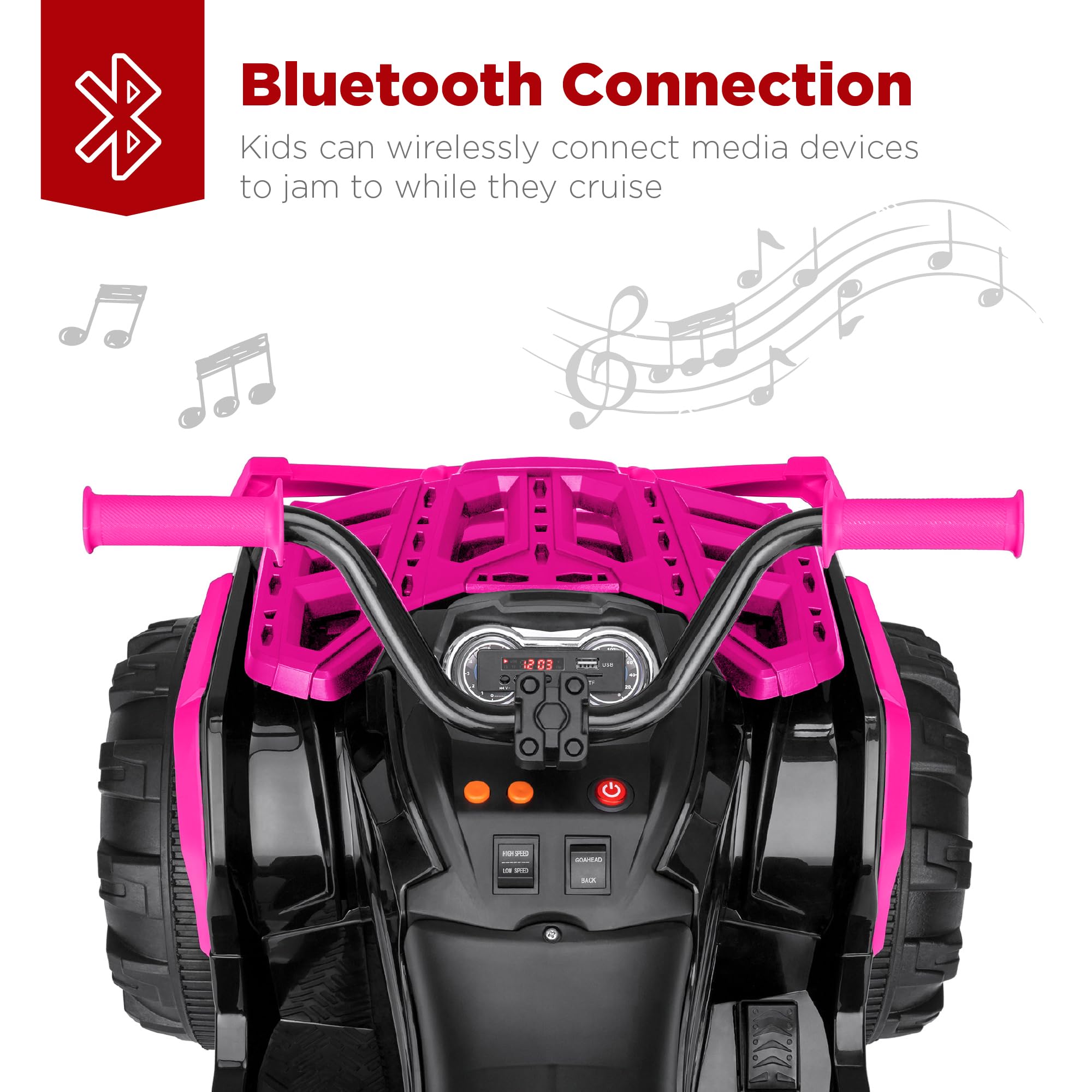 Foto 5 pulgar | Atv Eléctrico Best Choice Para Niños, 12 V Con Bluetooth, Color Rosa - Venta Internacional.