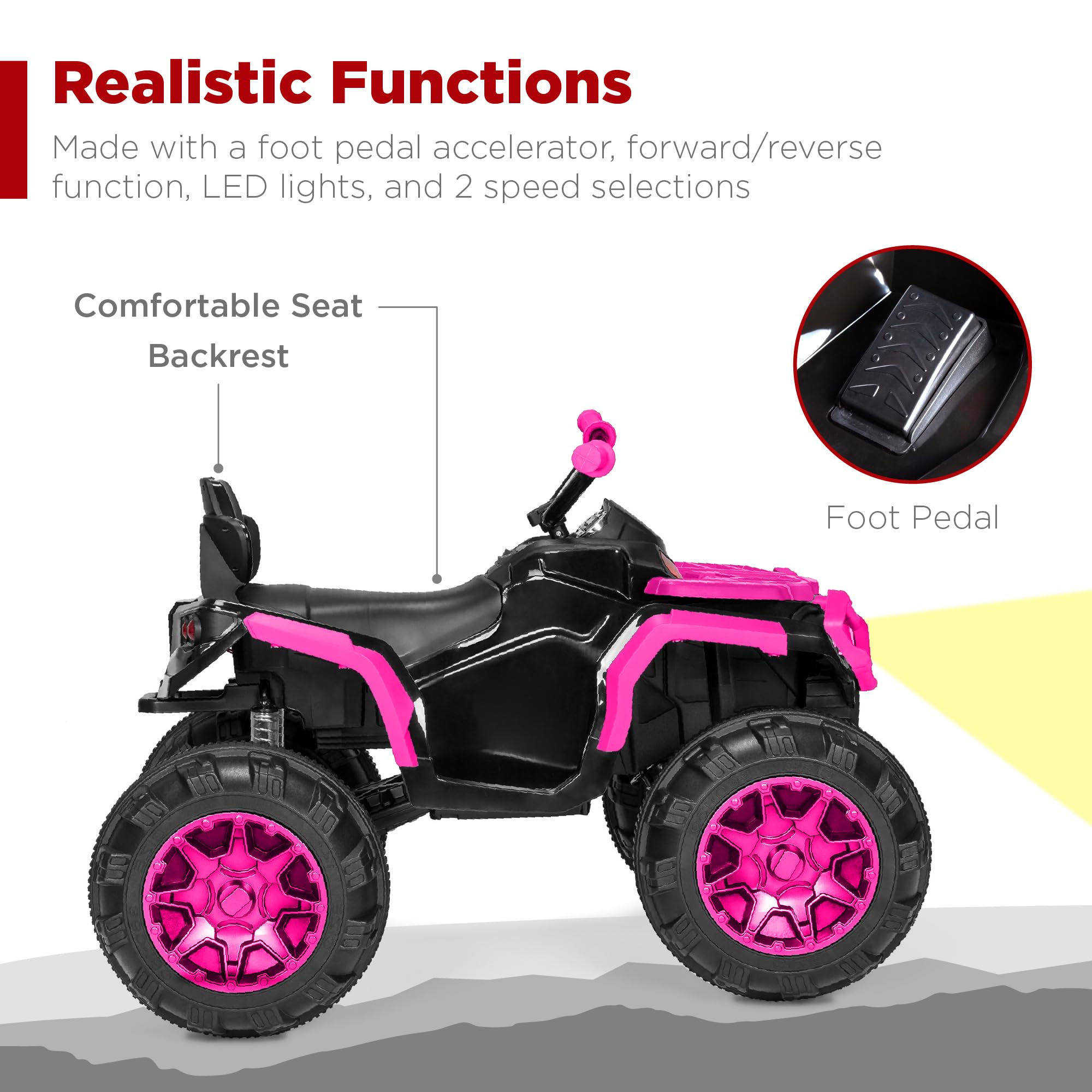 Foto 6 pulgar | Atv Eléctrico Best Choice Para Niños, 12 V Con Bluetooth, Color Rosa - Venta Internacional.