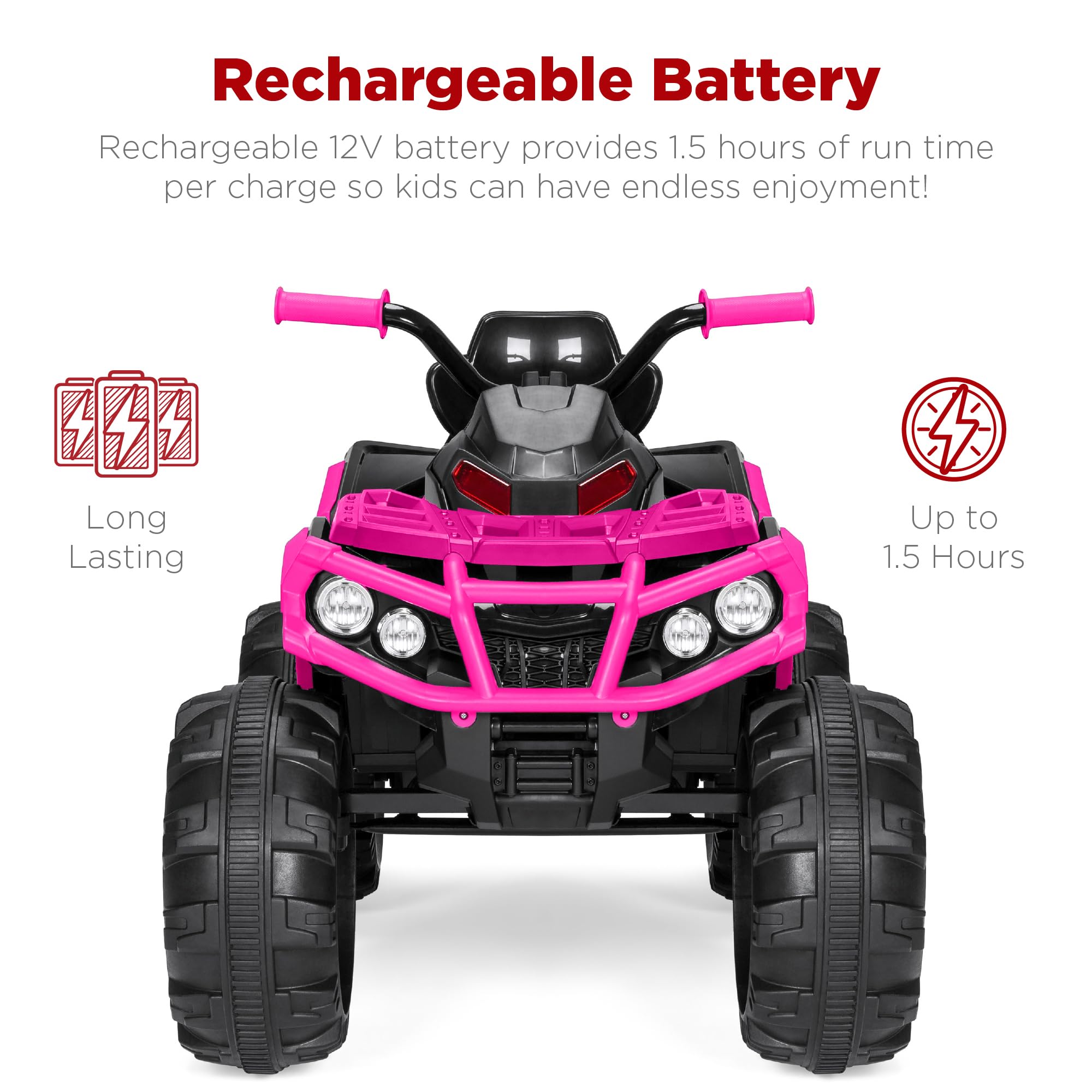 Foto 7 pulgar | Atv Eléctrico Best Choice Para Niños, 12 V Con Bluetooth, Color Rosa - Venta Internacional.