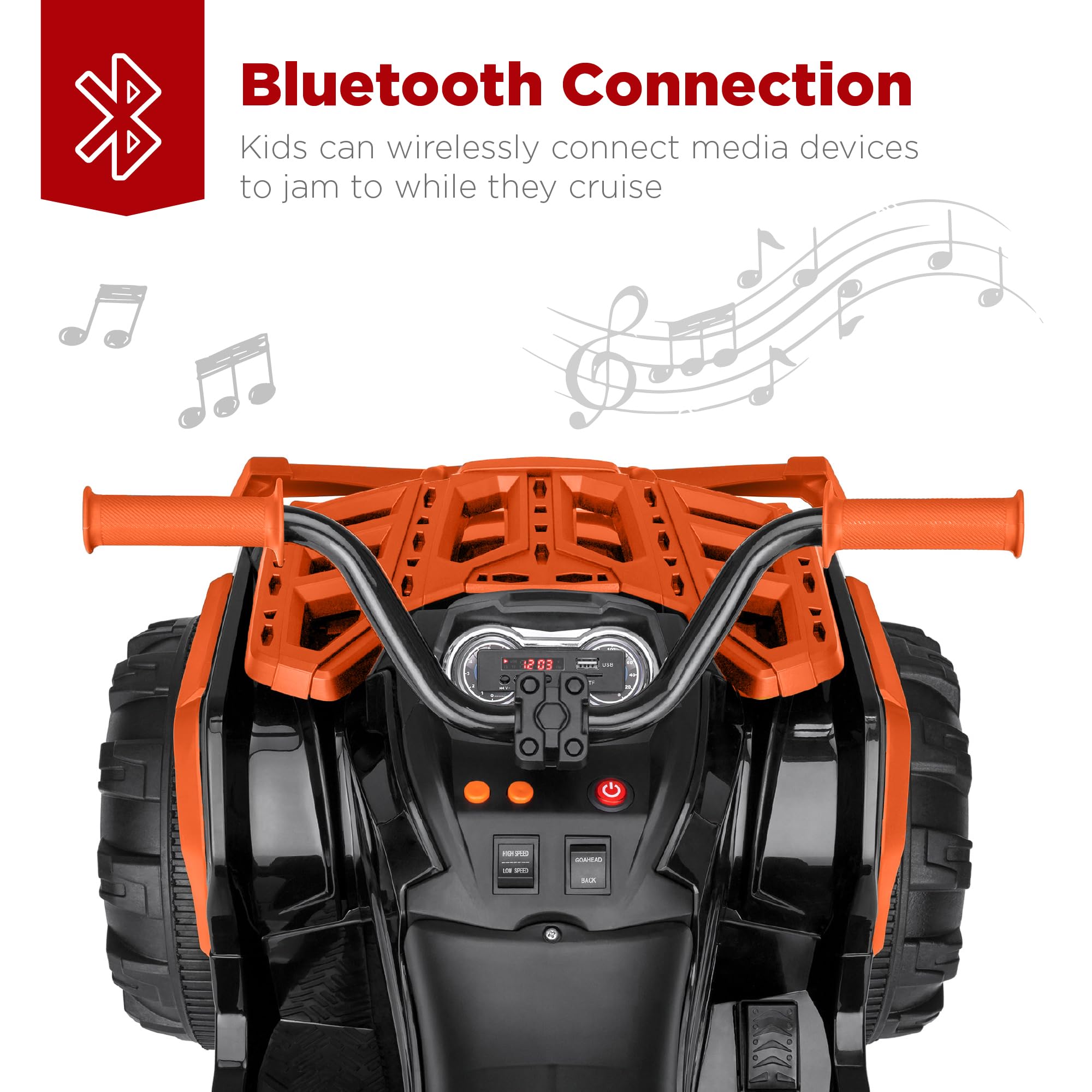 Foto 5 pulgar | Atv Eléctrico Para Niños Best Choice De 12 V Con Bluetooth, Color Naranja - Venta Internacional.