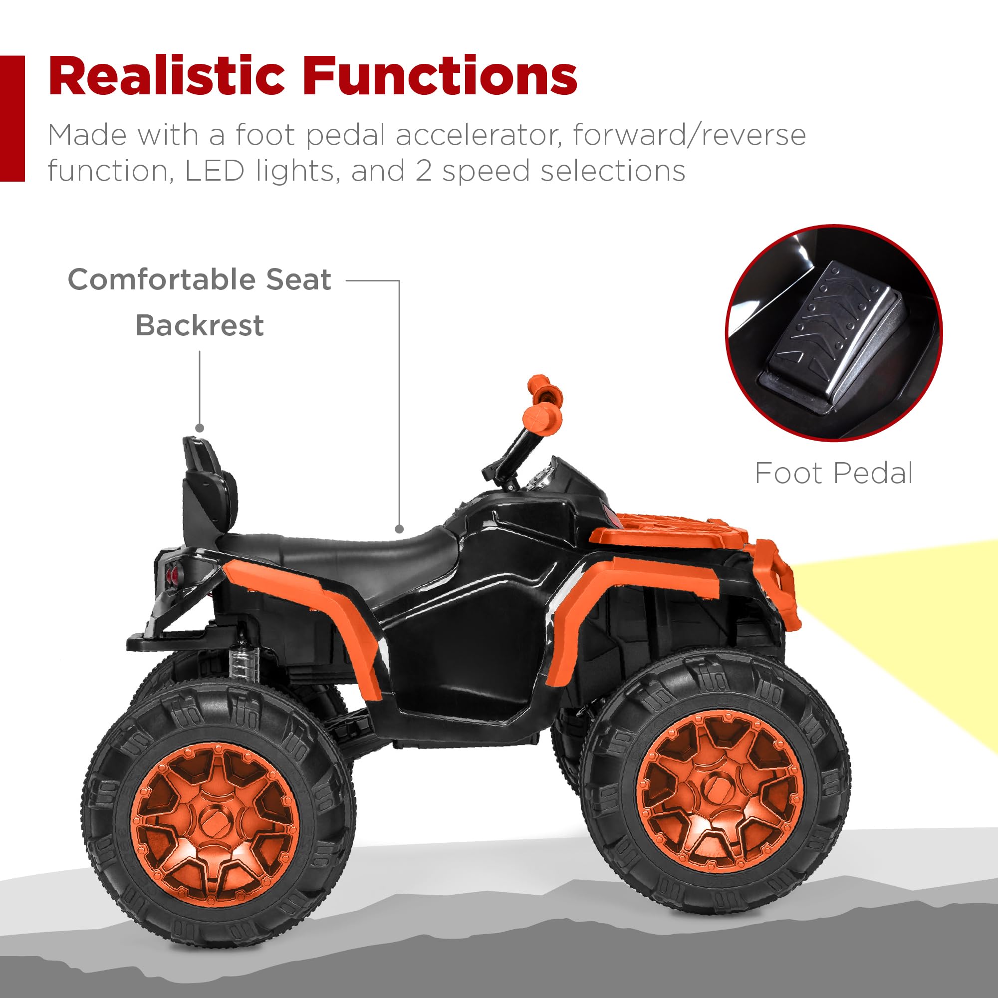 Foto 5 | Atv Eléctrico Para Niños Best Choice De 12 V Con Bluetooth, Color Naranja - Venta Internacional.