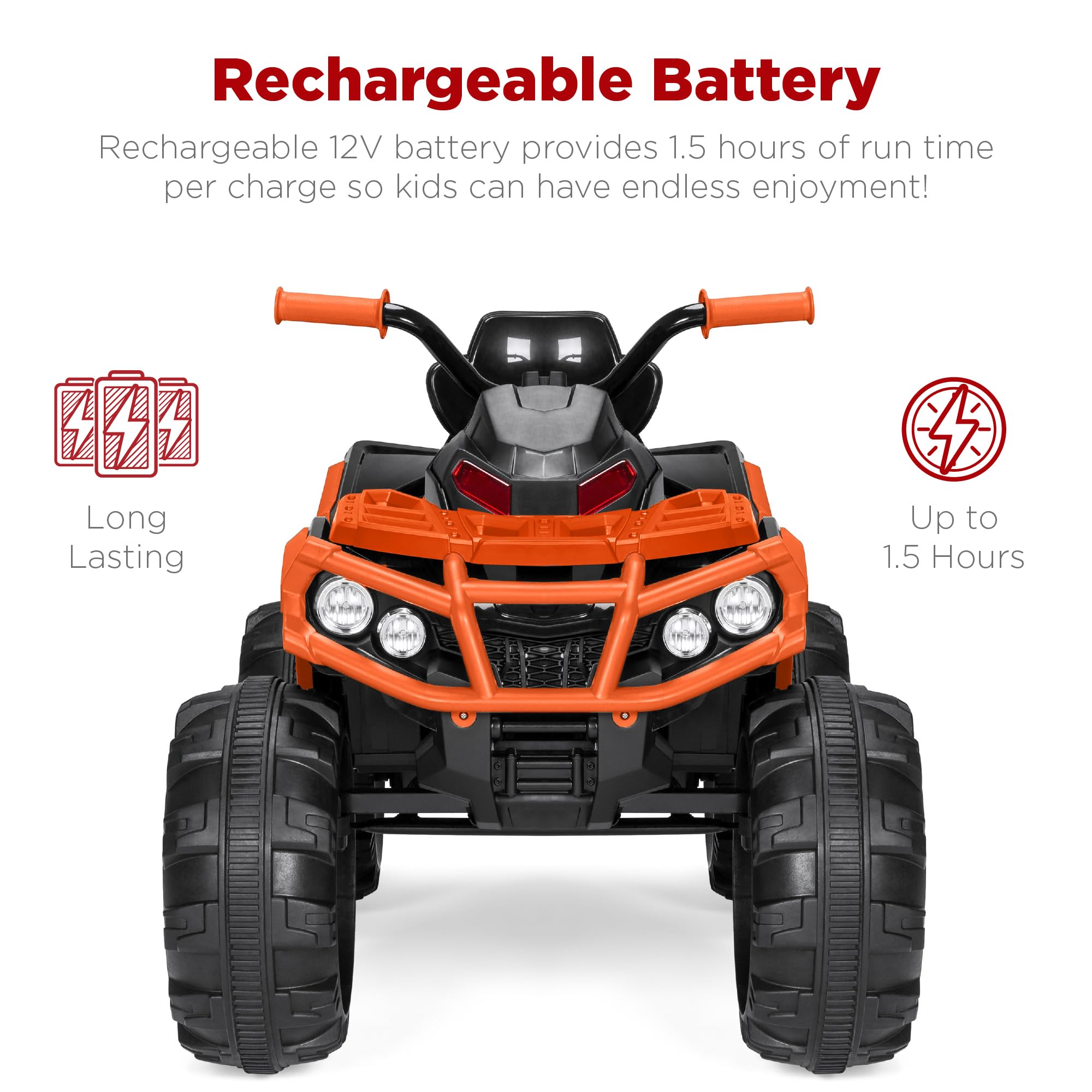 Foto 6 | Atv Eléctrico Para Niños Best Choice De 12 V Con Bluetooth, Color Naranja - Venta Internacional.