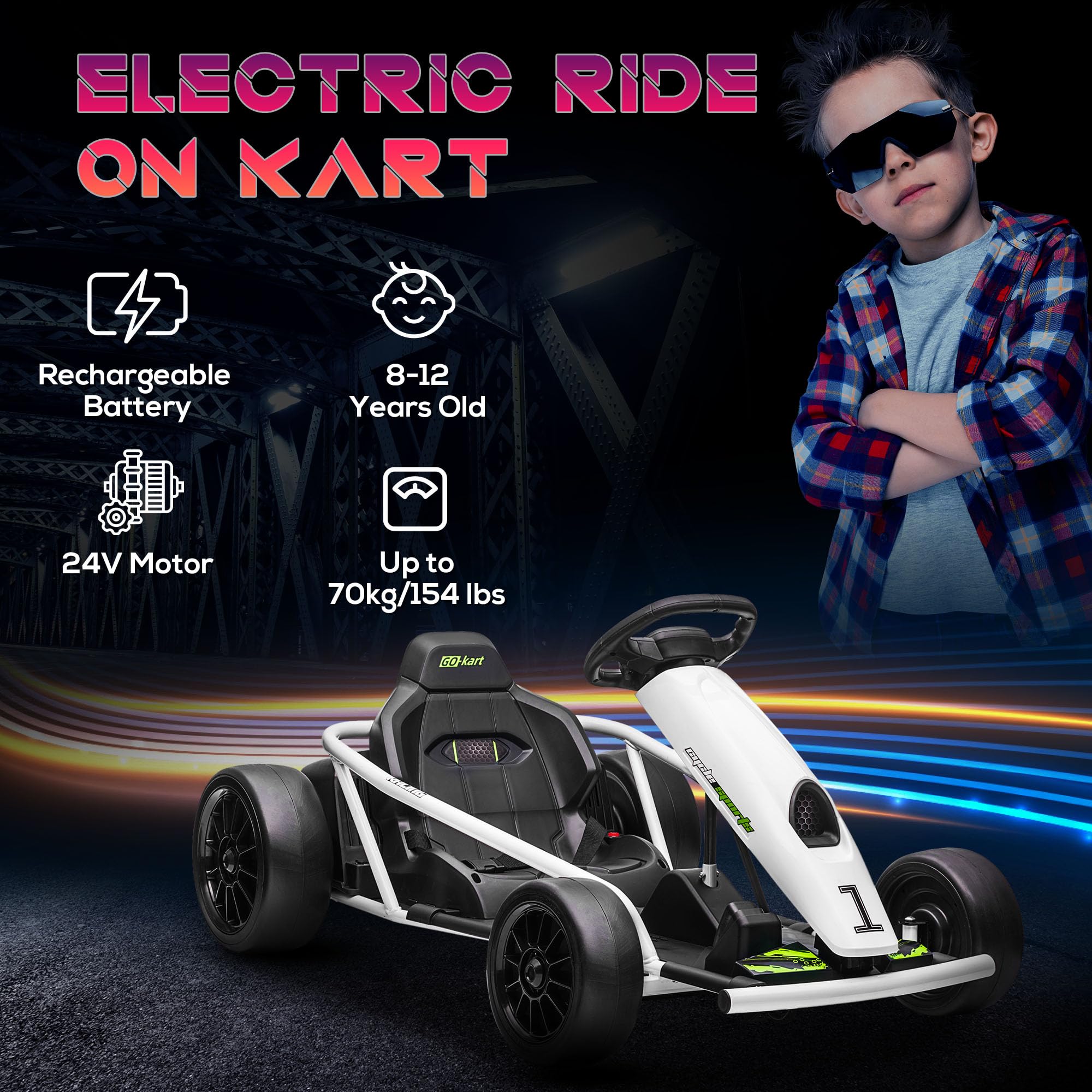 Foto 4 pulgar | Coche Eléctrico Go Kart Aosom 24 V 8.1 Mph - Venta Internacional