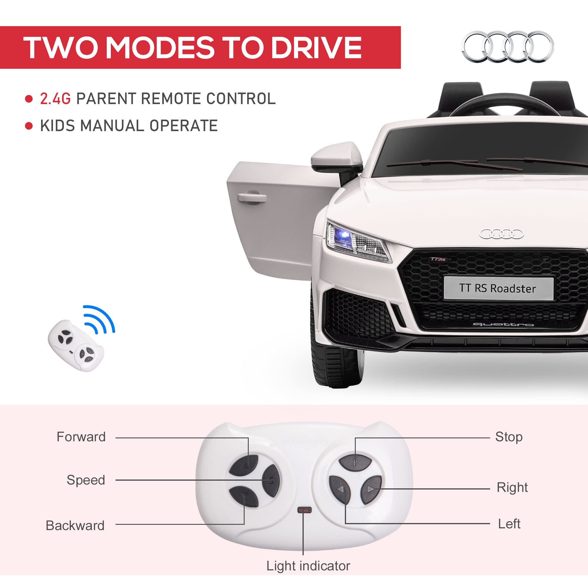 Foto 5 pulgar | Audi Tt Rs 6v Kids Con Licencia Eléctrica Aosom - Venta Internacional.
