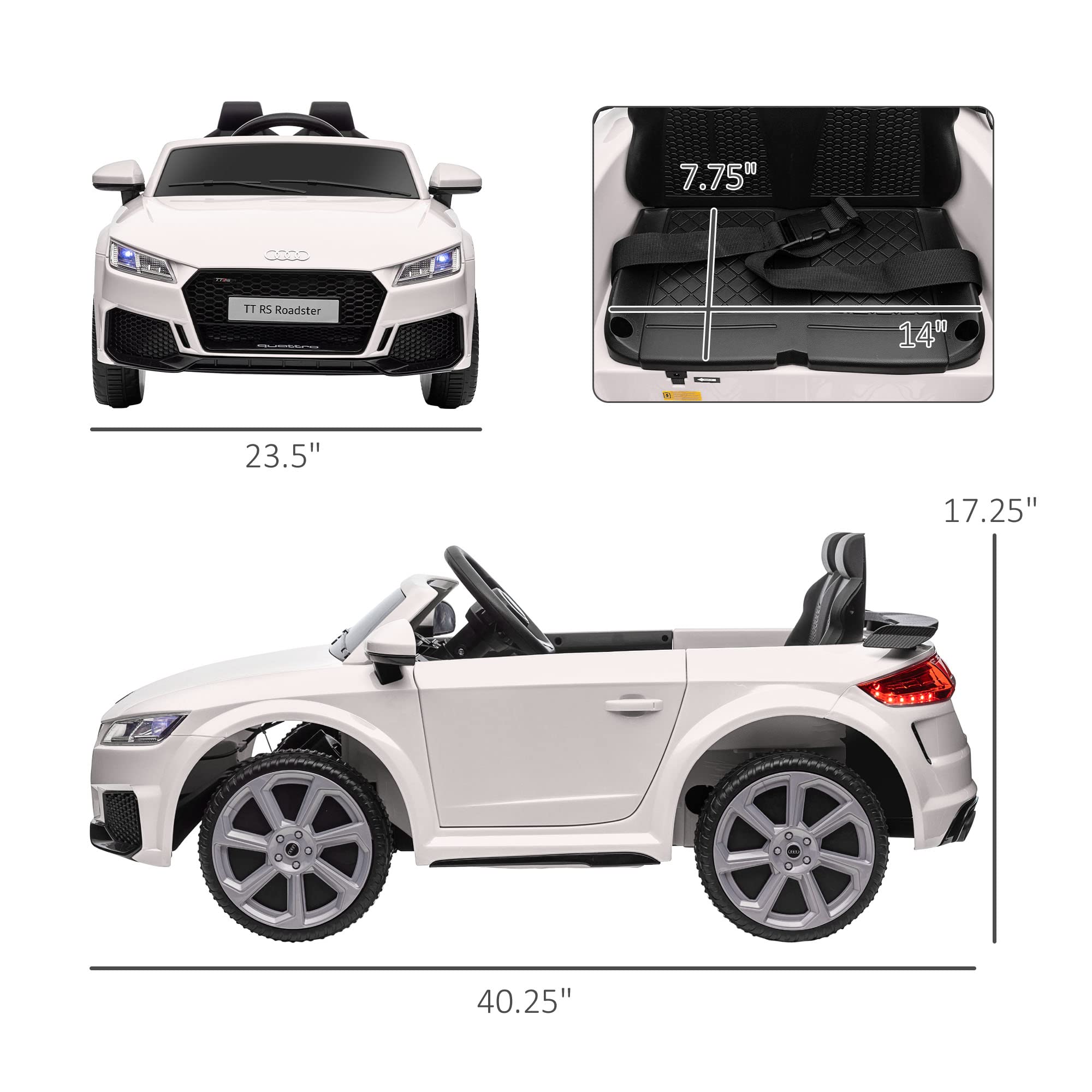 Foto 6 pulgar | Audi Tt Rs 6v Kids Con Licencia Eléctrica Aosom - Venta Internacional.