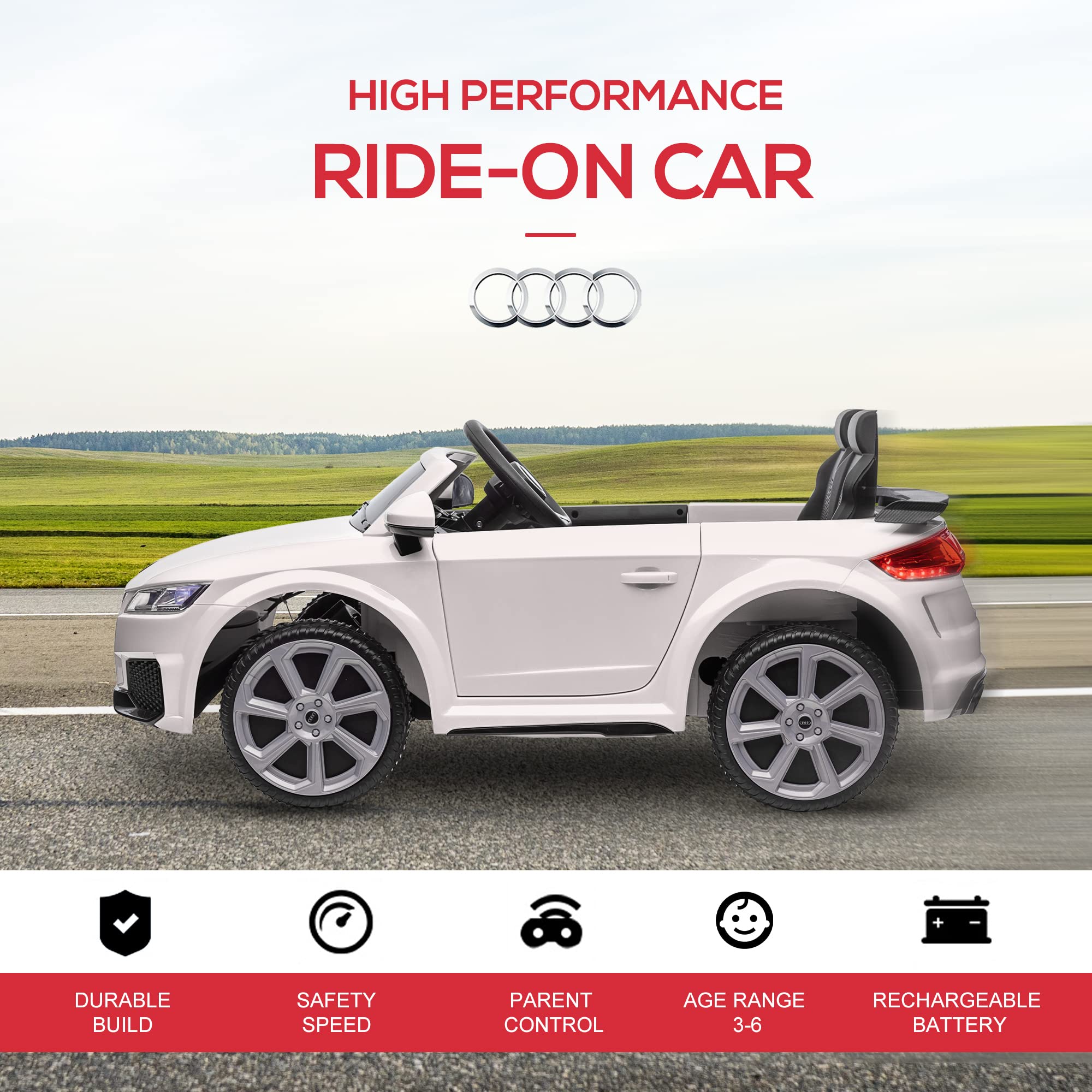 Foto 7 pulgar | Audi Tt Rs 6v Kids Con Licencia Eléctrica Aosom - Venta Internacional.