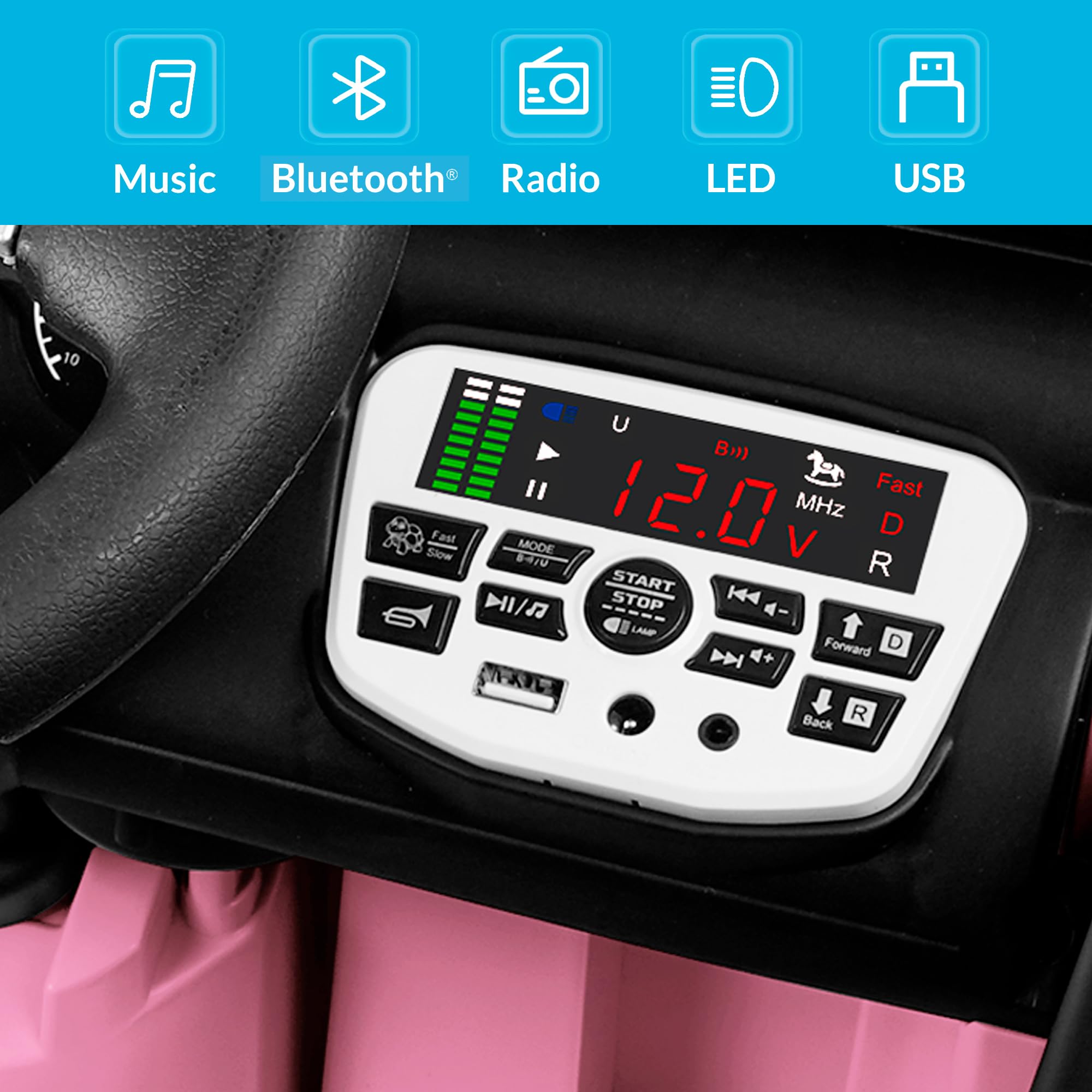 Foto 4 pulgar | Coche Eléctrico Para Niños Ride On Truck Kidzone Con Batería De 12 V, Color Rosa - Venta Internacional.