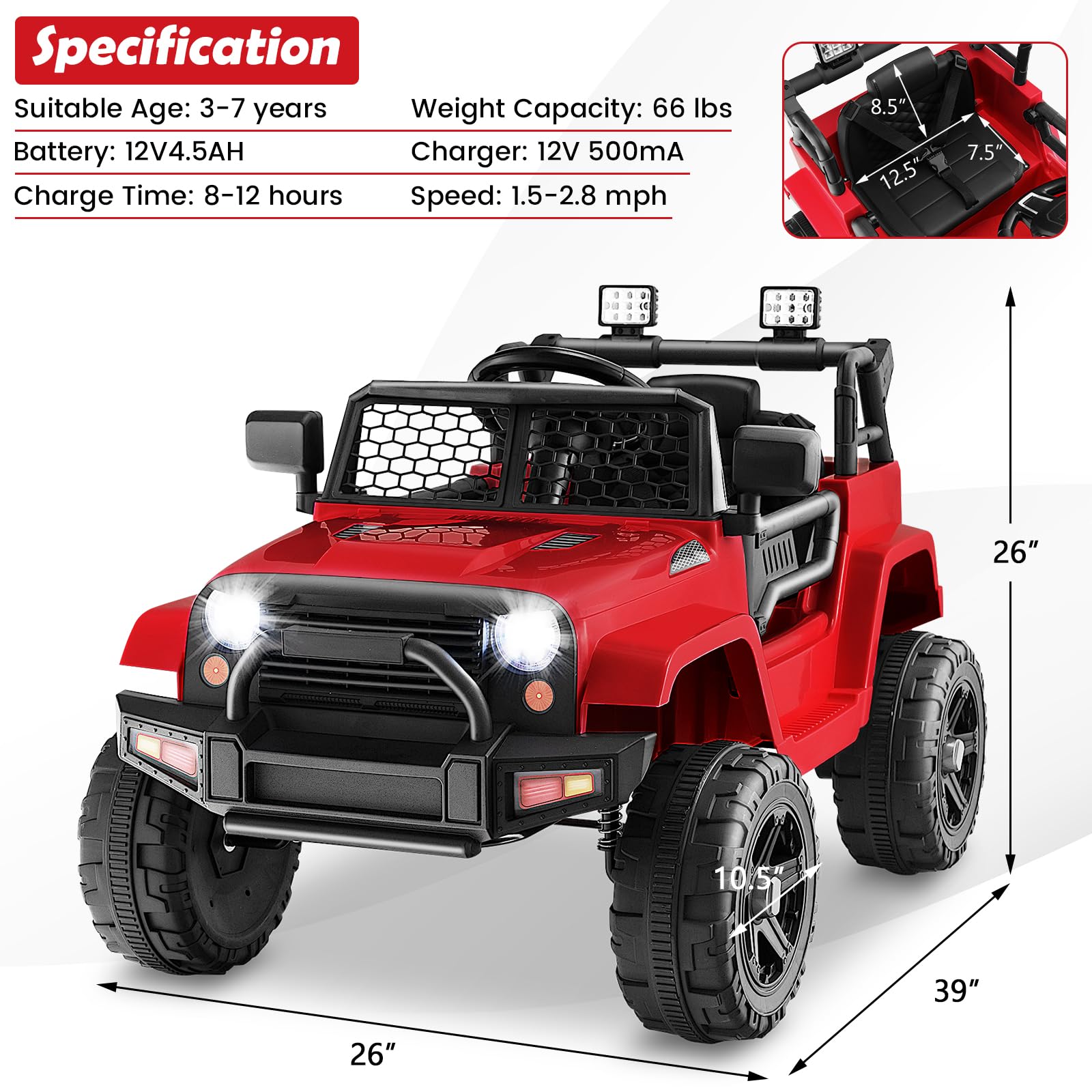 Foto 7 | Camión Ride On Car Costzon Con Batería De 12 V Y Mando A Distancia, Color Rojo - Venta Internacional.