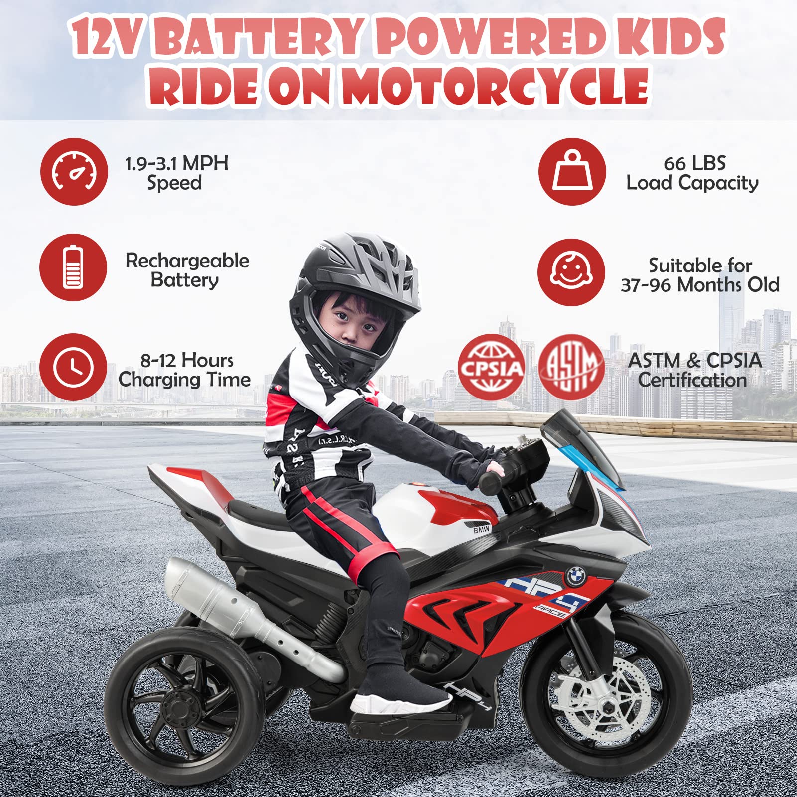 Foto 4 pulgar | Monta En Moto Costzon Bmw 12 V Batería 3 Ruedas Para Niños - Venta Internacional.