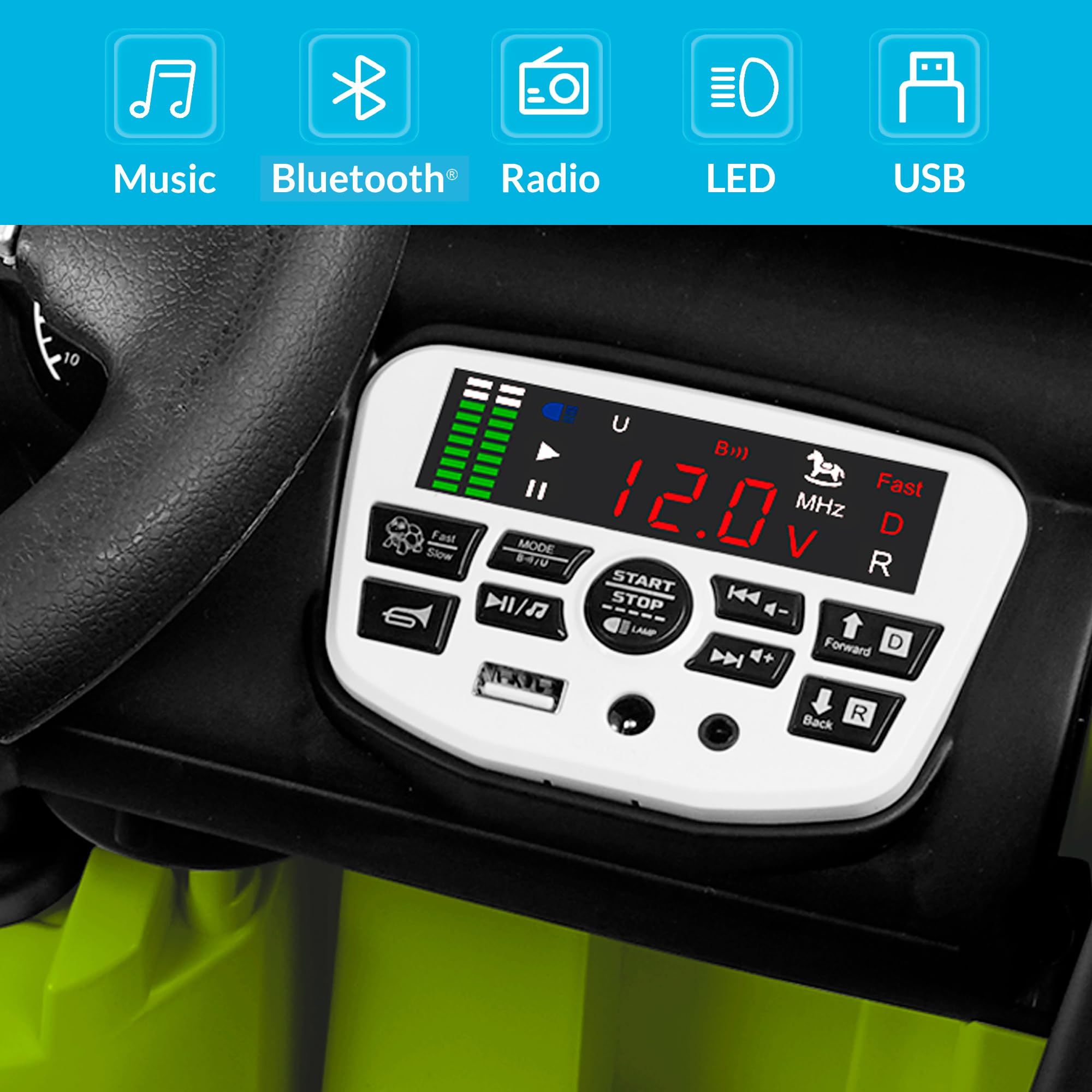 Foto 3 | Batería Eléctrica Ride On Truck Kidzone De 12 V Con Mando A Distancia - Venta Internacional.