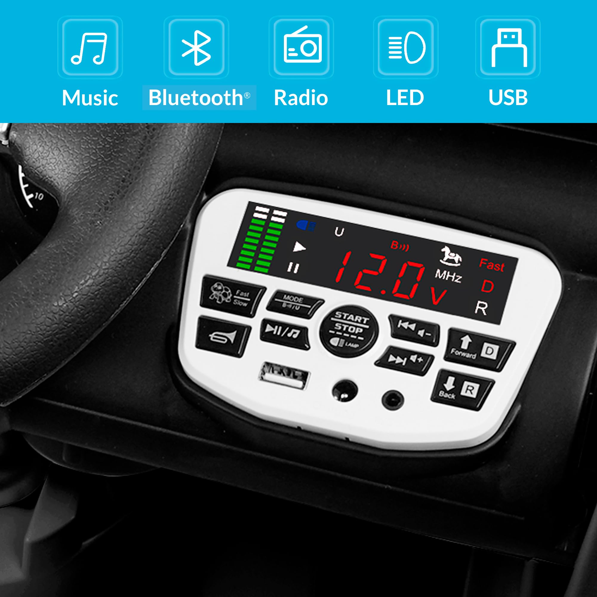 Foto 4 pulgar | Coche Eléctrico Para Niños Ride On Truck Kidzone Con Batería De 12 V, Color Negro - Venta Internacional.
